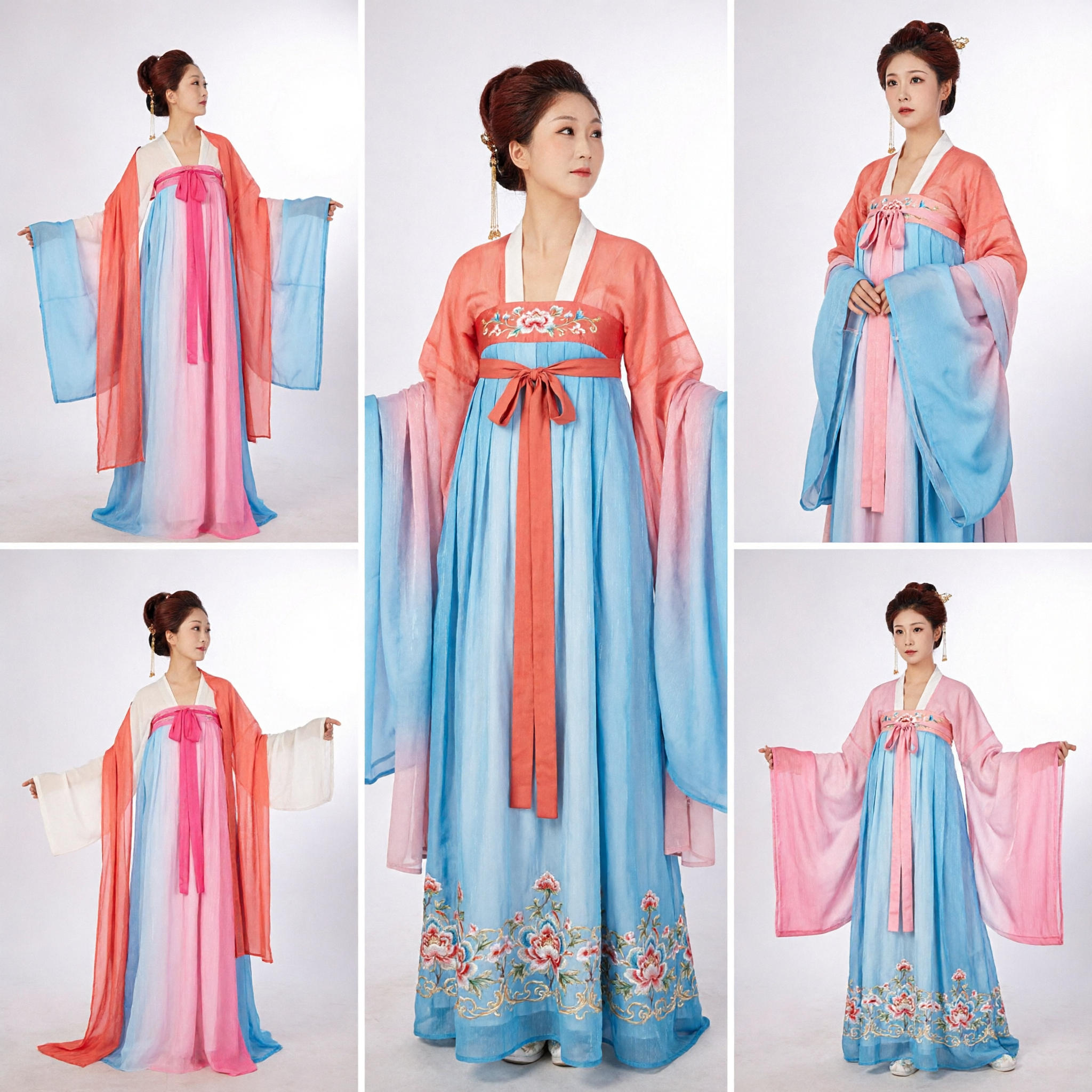 Traditional Korean Hanbok for Women Formal Wedding Dress Pastel Multi-Color Skirt Peach Robe Costume
