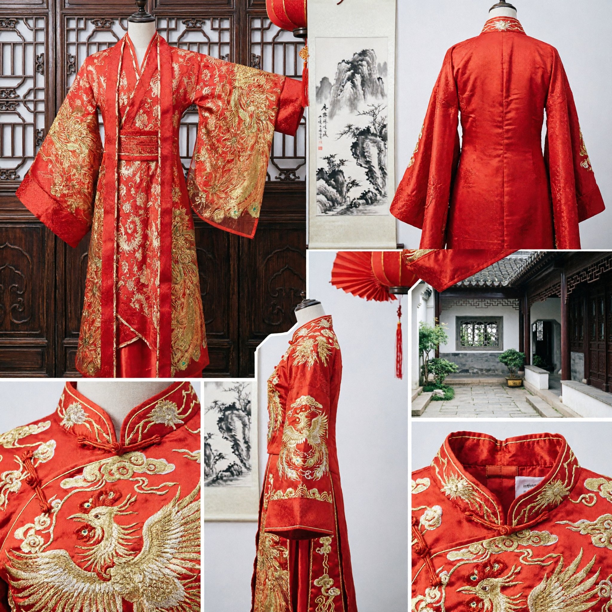 Traditional Chinese Wedding Dress Red Hanfu Bride Phoenix Embroidery Ancient Ming Dynasty Style Costume