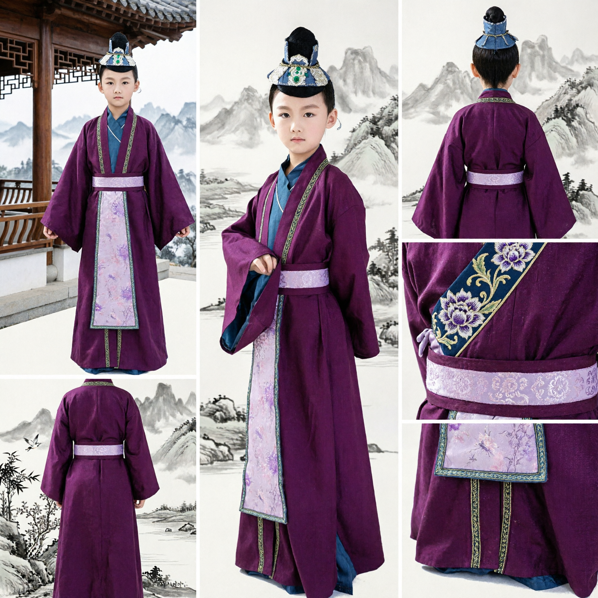 Ancient Chinese Hanfu Costume for Boys Traditional Scholar Noble Robe Kids Historical Clothing for Performance