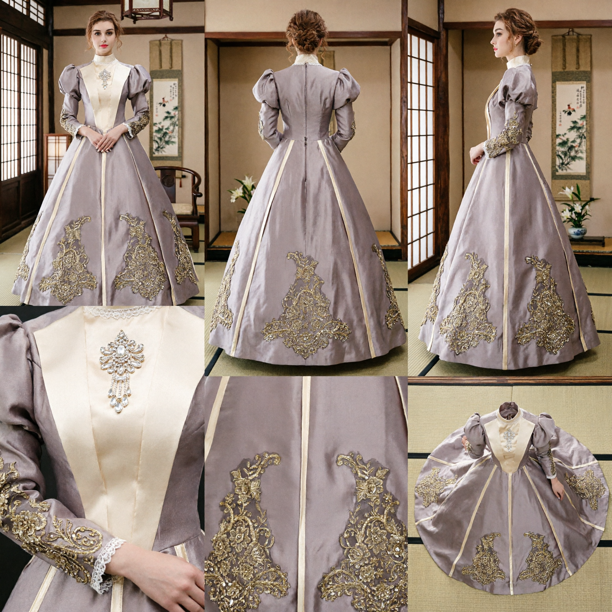 Women's Rococo Marie Antoinette Costume 18th Century Baroque Ball Gown Dress for Halloween Cosplay Party