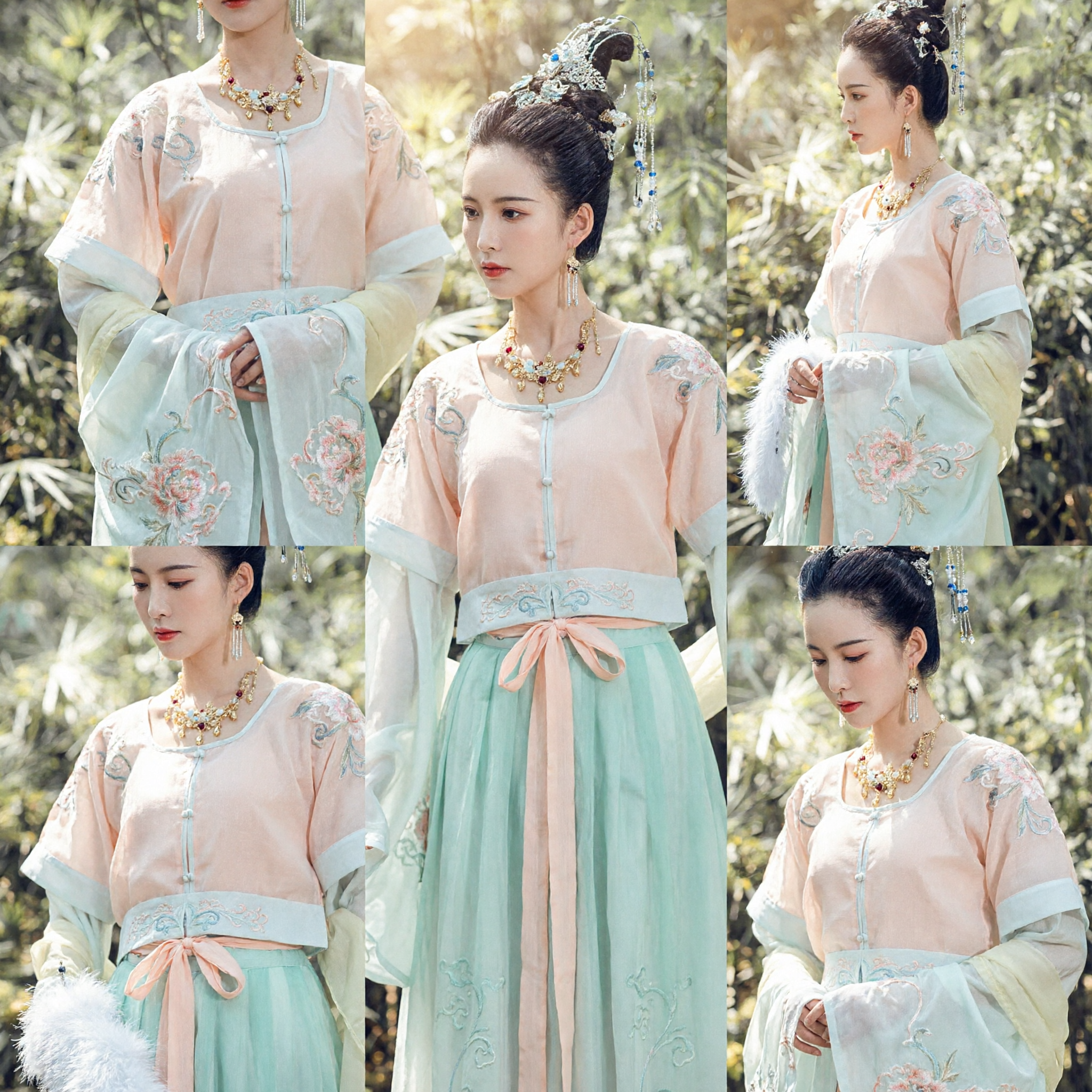 Traditional Chinese Tang Dynasty Hanfu Costume for Women Ancient Fairy Dress Embroidered Top and Skirt Set