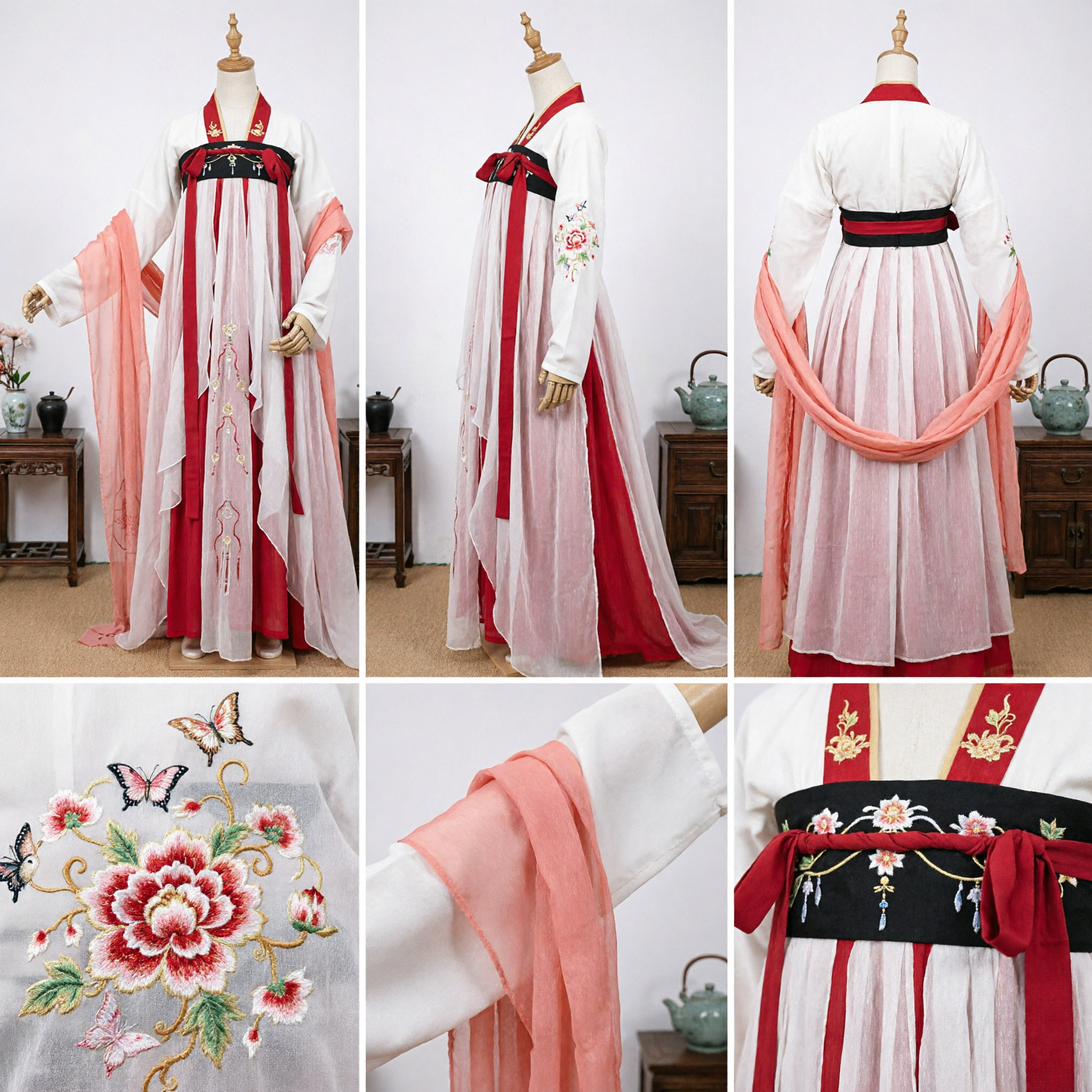 Traditional Chinese Hanfu Costume Ancient Fairy Dress Elegant White and Red Outfit for Women Cosplay