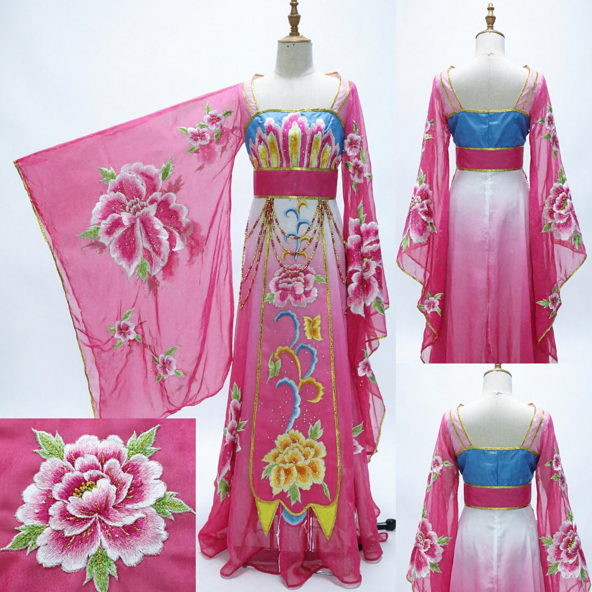 Pink Ancient Chinese Hanfu Dress for Women Traditional Tang Dynasty Palace Lady Costume for Stage Performance