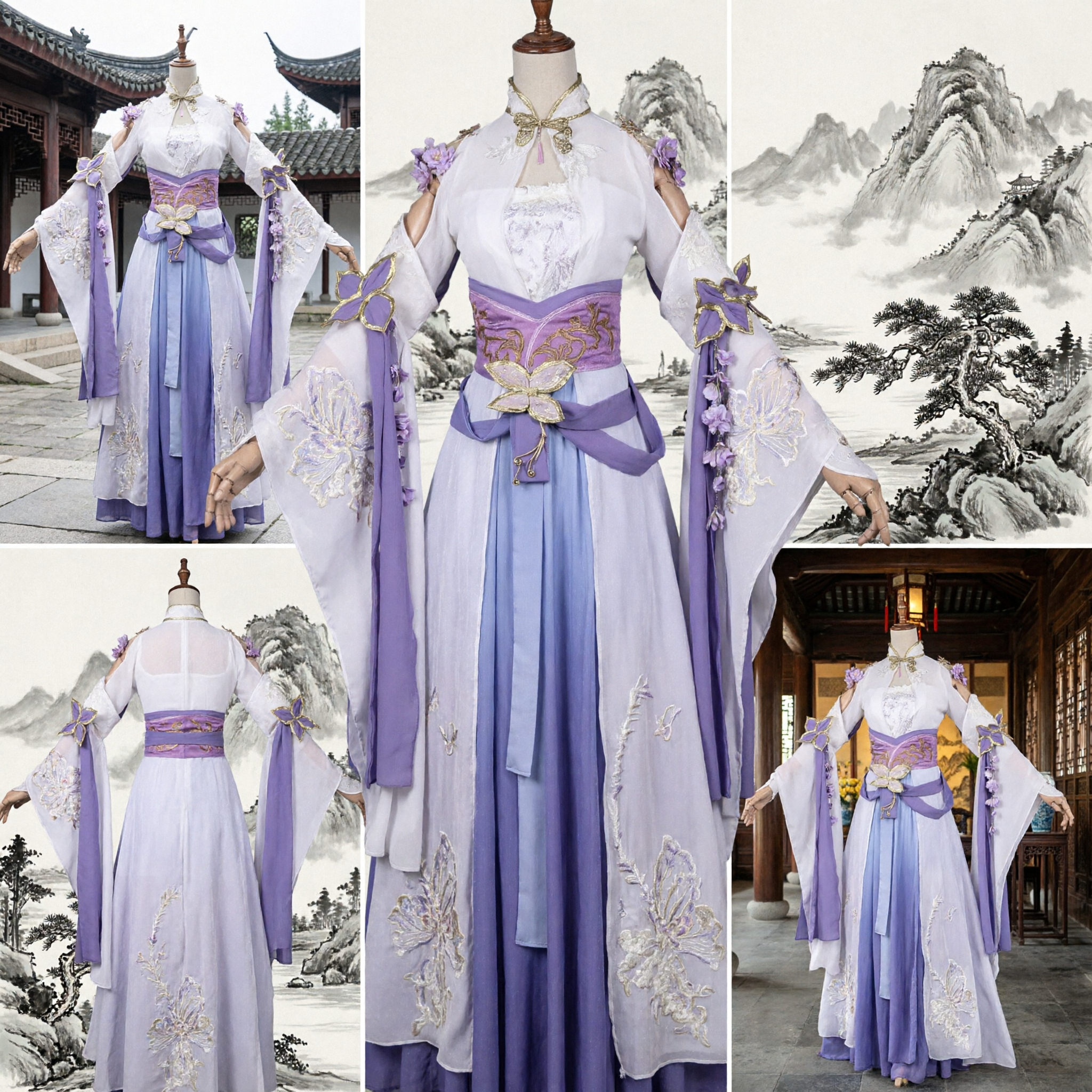 Traditional Chinese Hanfu Purple Butterfly Fairy Dress Ancient Palace Costume for Women Cosplay Photography