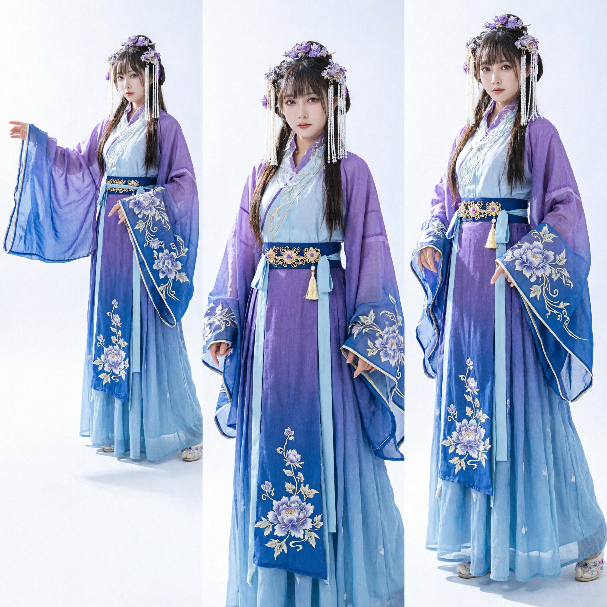 Elegant Purple and Blue Hanfu Dress Traditional Chinese Ancient Fairy Costume for Women Cosplay