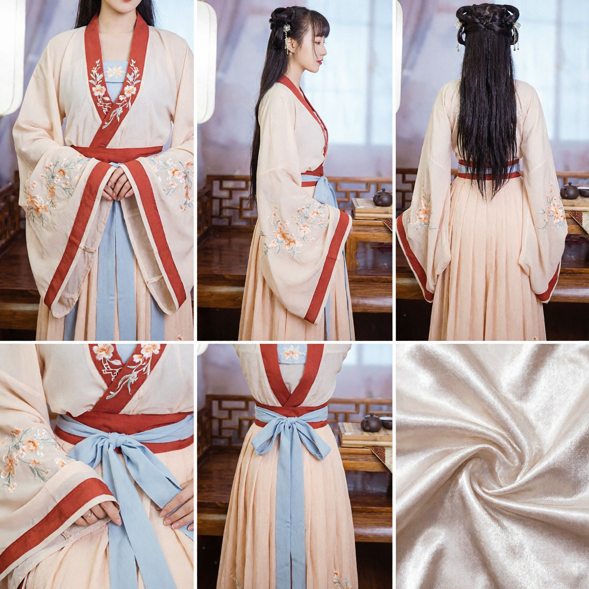 Elegant Traditional Chinese Hanfu Song Dynasty Style Ancient Costume Embroidered Dress for Women Tea Ceremony