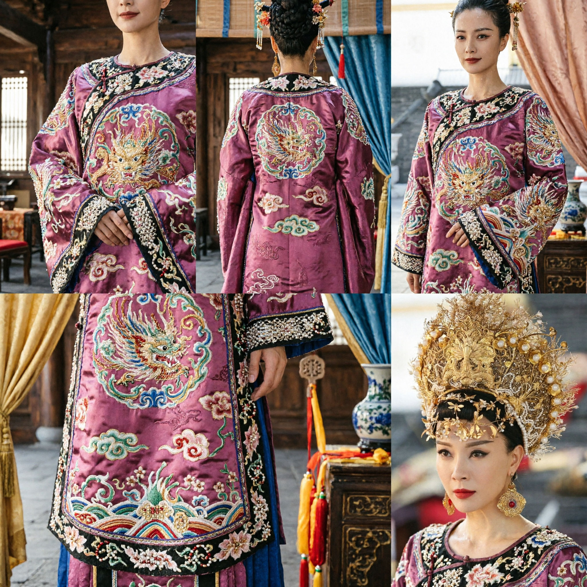 Luxury Chinese Traditional Phoenix Crown Gold Hairpiece Ancient Empress Headwear for Hanfu Wedding Costume