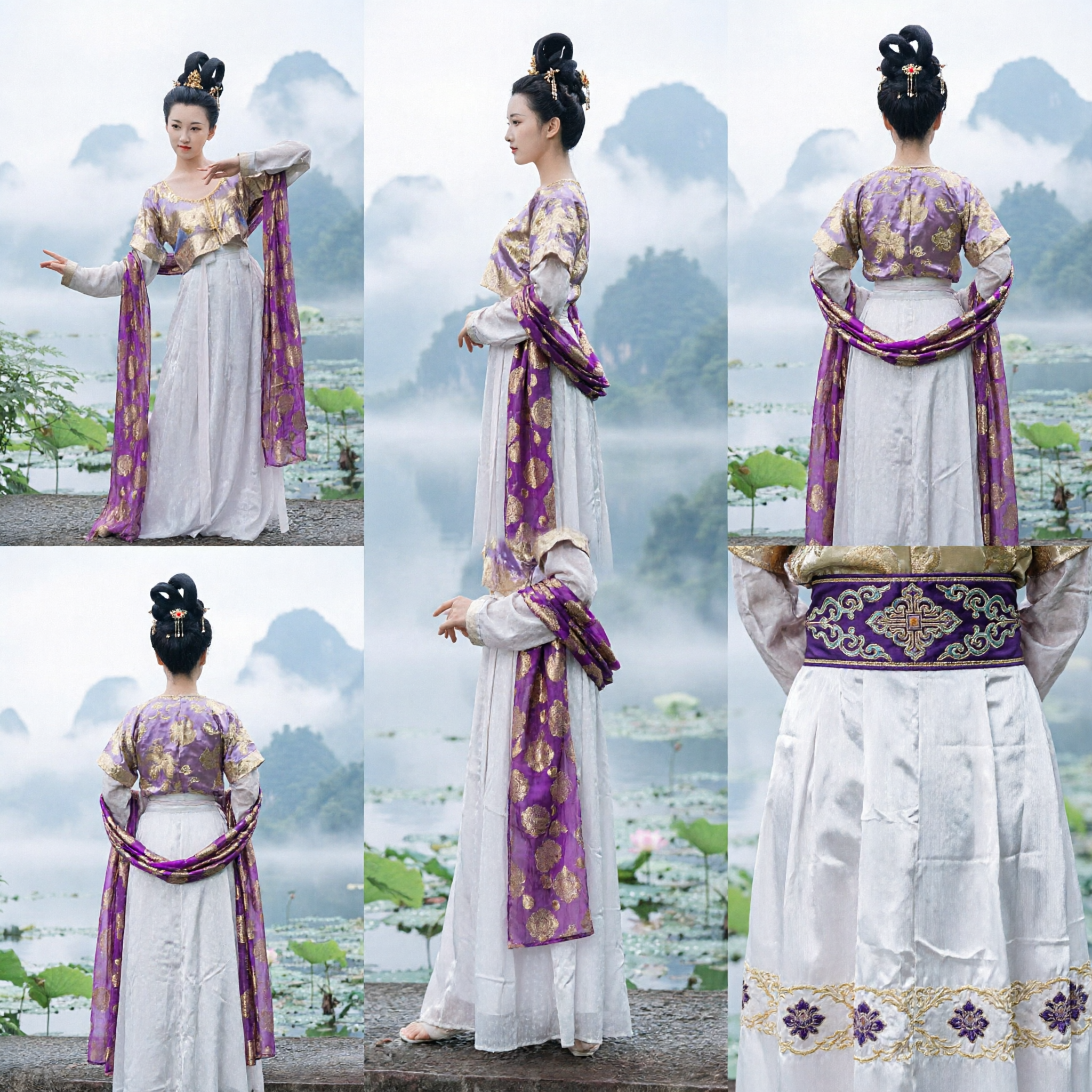 Chinese Traditional Tang Dynasty Hanfu Costume Ancient Fairy Dress for Women Dance Stage Performance