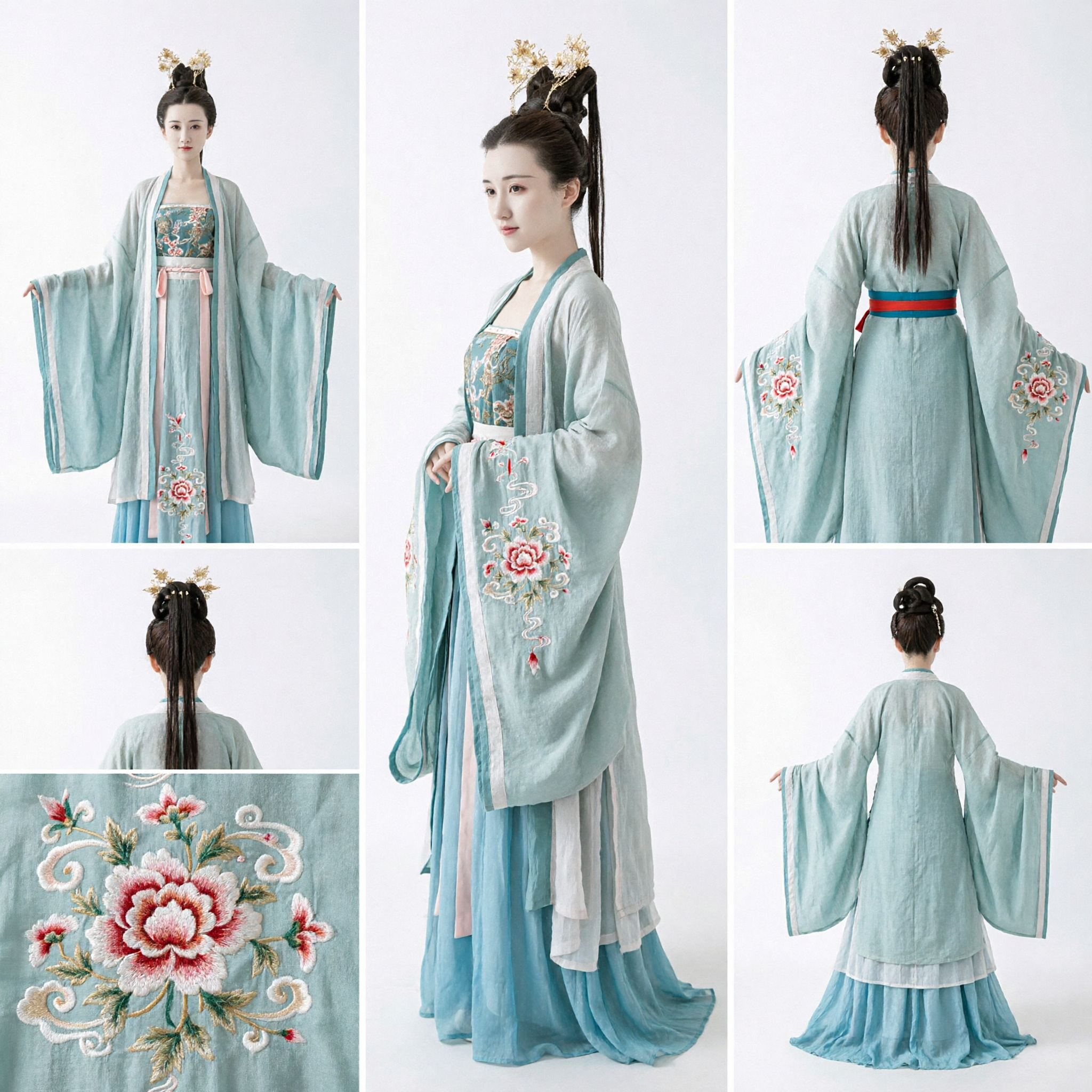 Elegant Blue Traditional Chinese Hanfu Dress Ancient Fairy Costume for Women Cosplay Performance