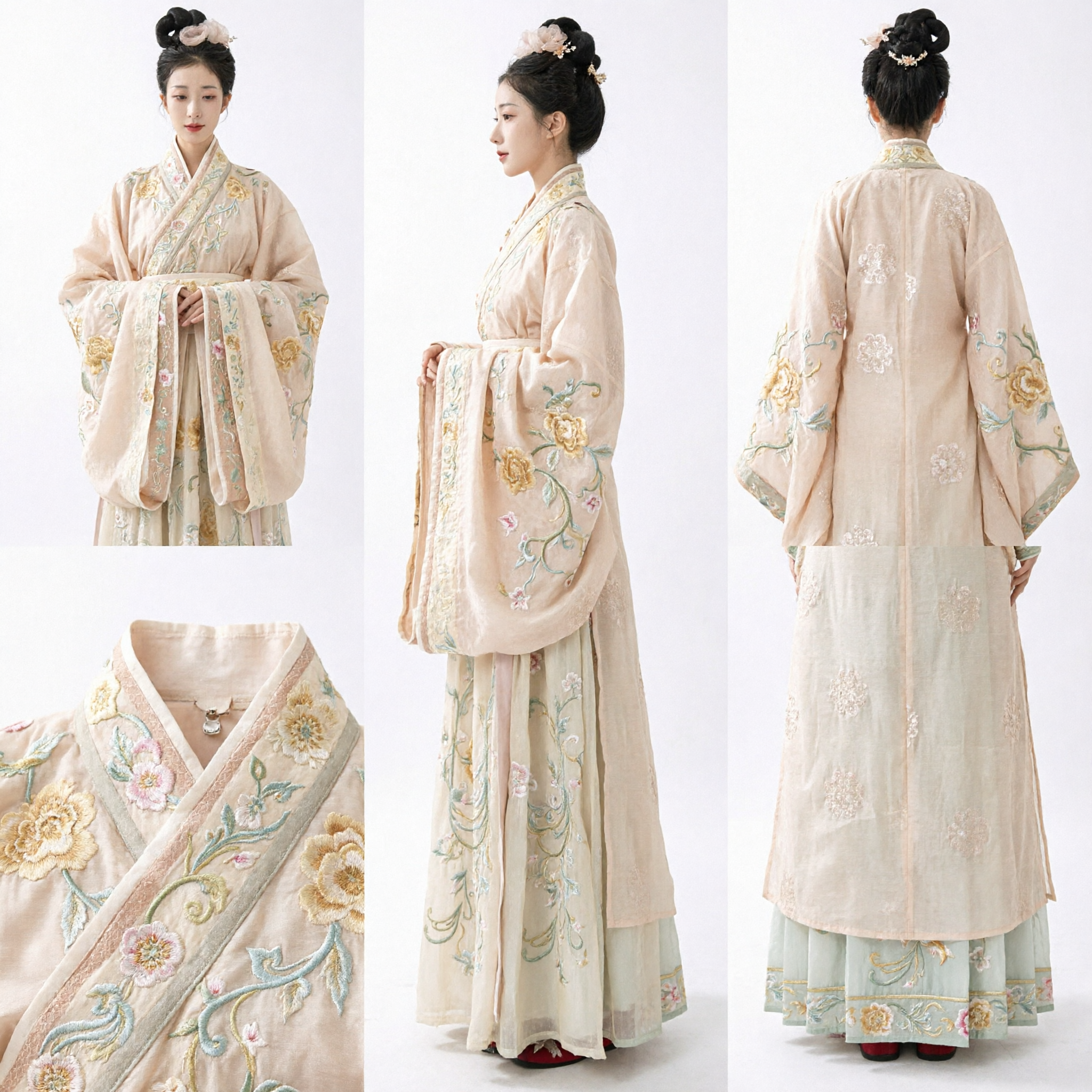 Elegant Traditional Chinese Hanfu Dress Embroidered Floral Robe Ancient Costume for Women Historical