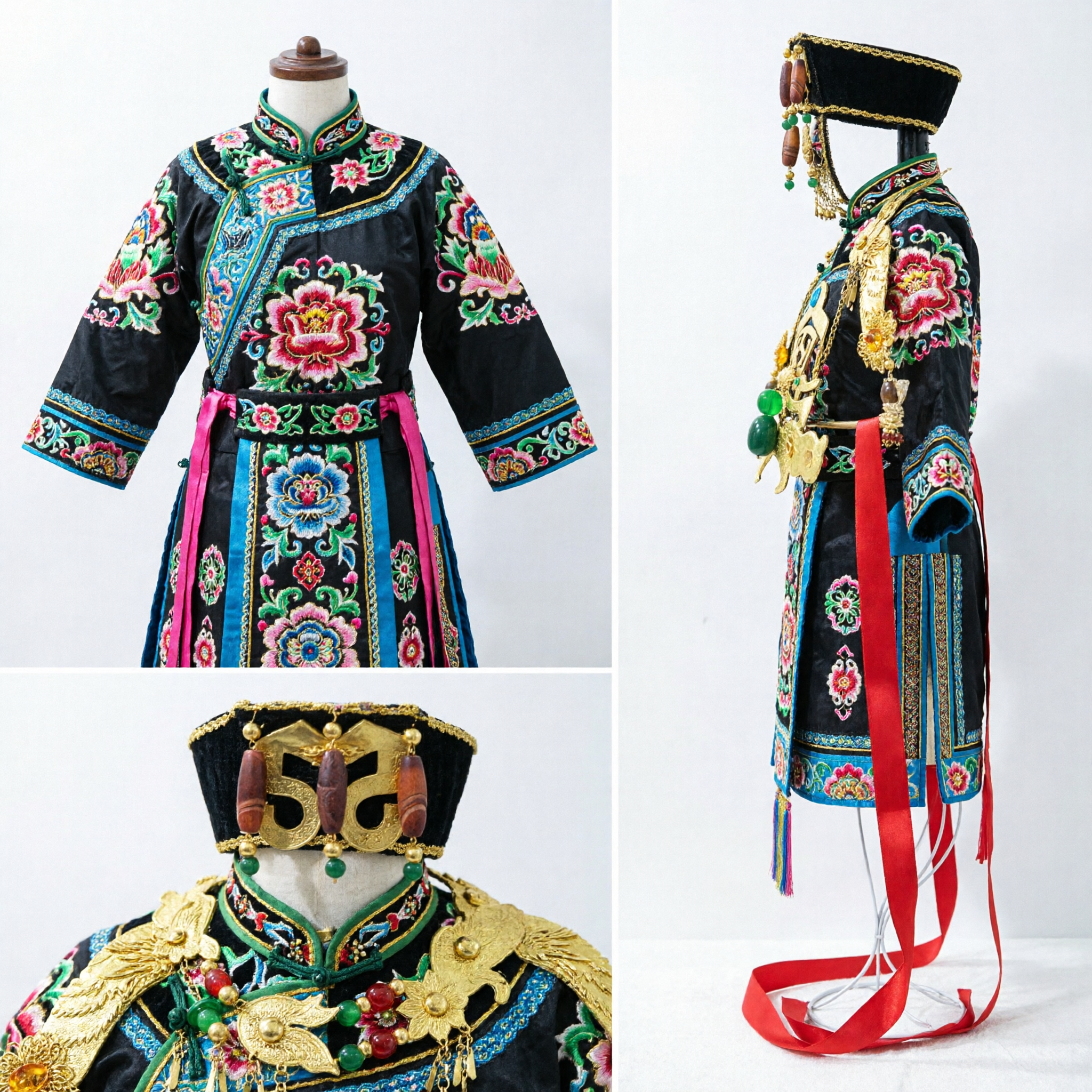 Traditional Chinese Ancient Official Hat Gold Embroidery God of Wealth Headpiece for Peking Opera Performance