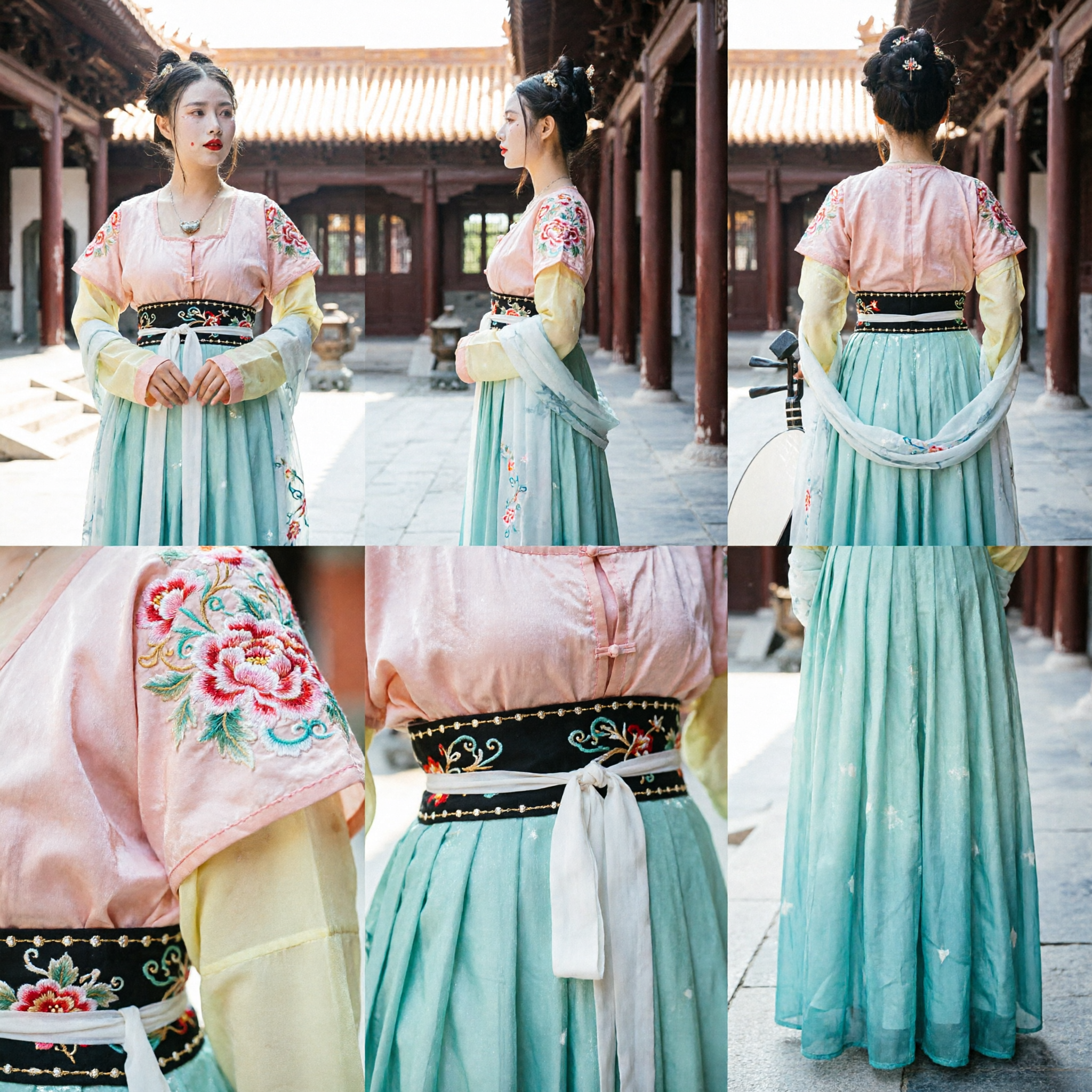 Women's Traditional Chinese Hanfu Dress Ancient Tang Dynasty Fairy Costume Elegant Embroidered Outfit for Photography and Performance