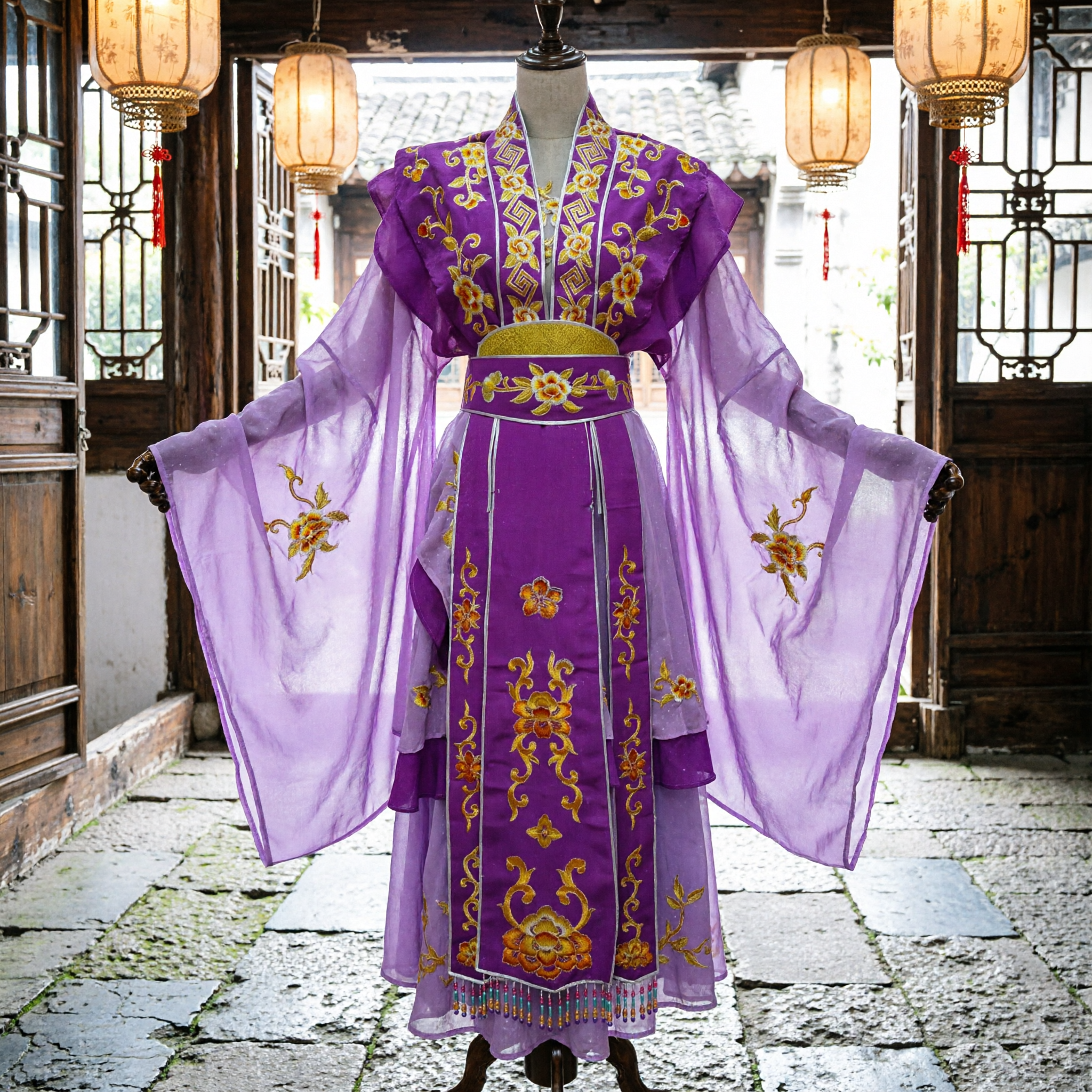 Traditional Purple Chinese Opera Costume Ancient Princess Embroidered Dress Female Peking Opera Stage Performance Wear