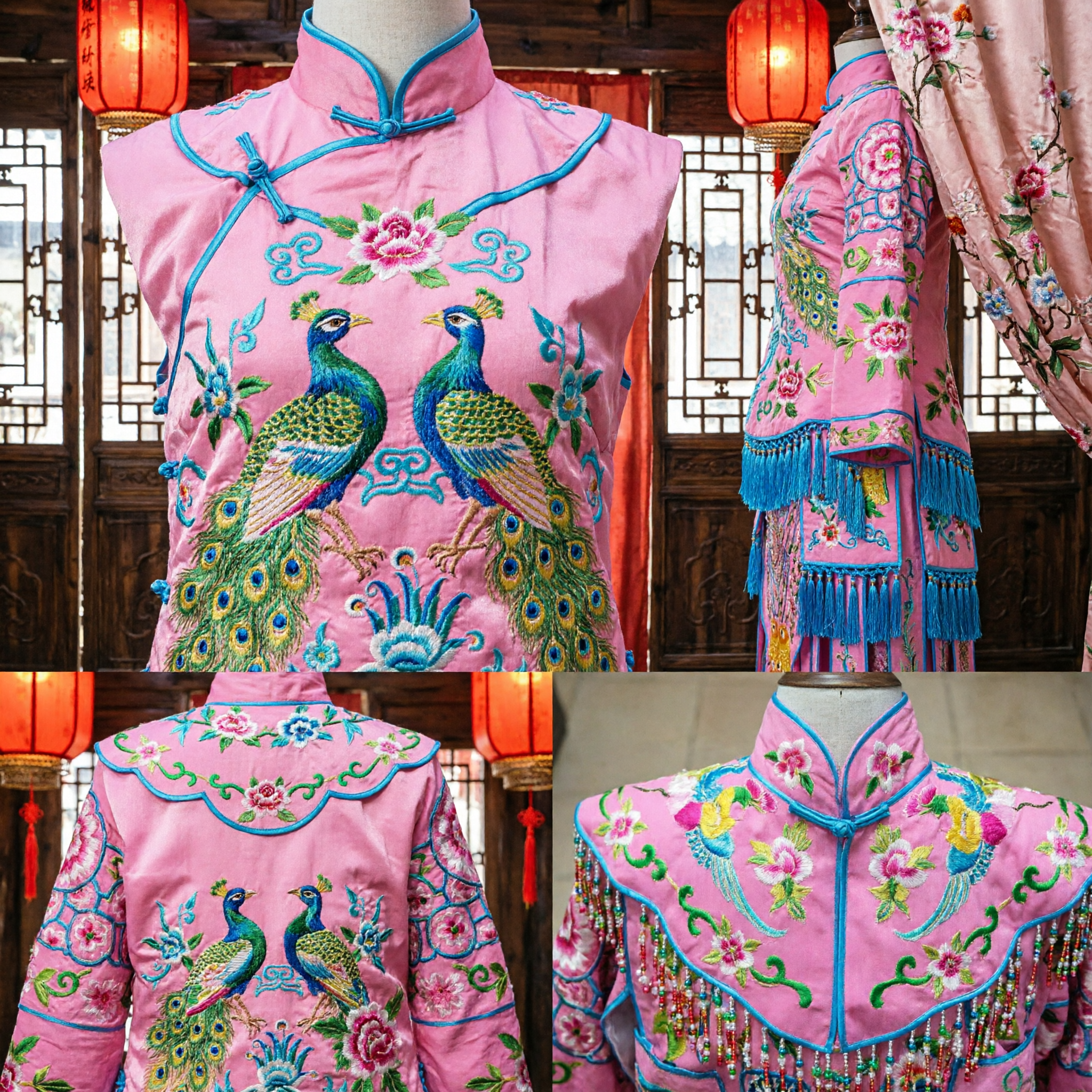 Traditional Chinese Peking Opera Costume Pink Embroidered Phoenix Dress Ancient Female General Stage Performance Clothing
