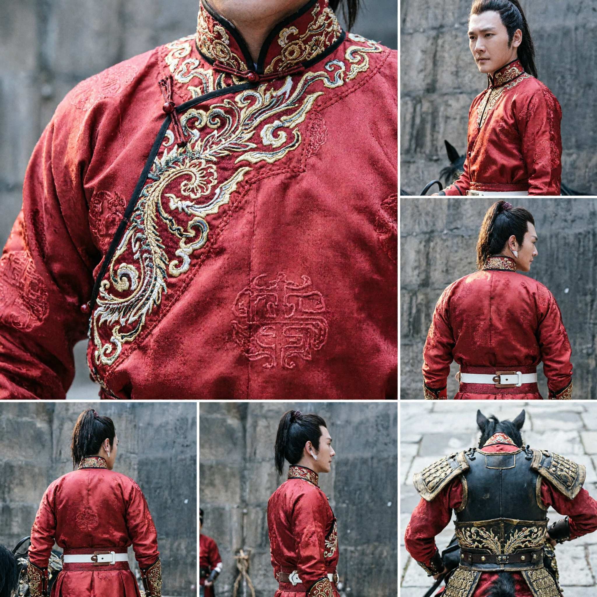Men's Ancient Chinese Red Warrior Robe Traditional Hanfu Costume for Cosplay and Historical Performance