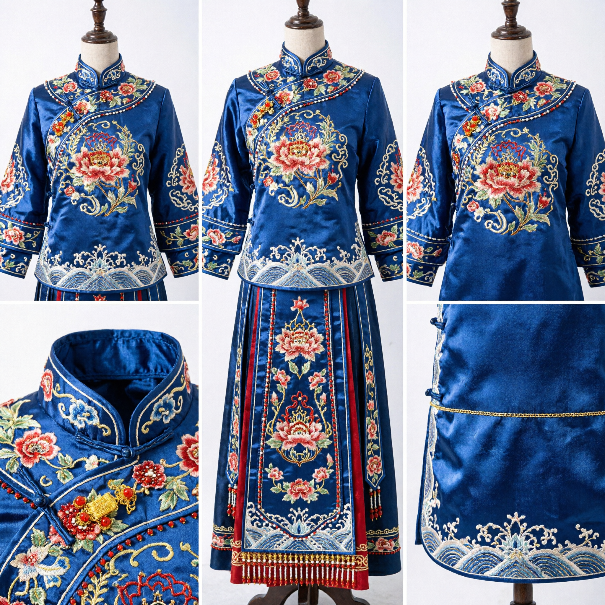 Traditional Chinese Hanfu Hair Accessories Set Gold Red Phoenix Crown Wedding Bride Headpiece Ancient Palace Jewelry