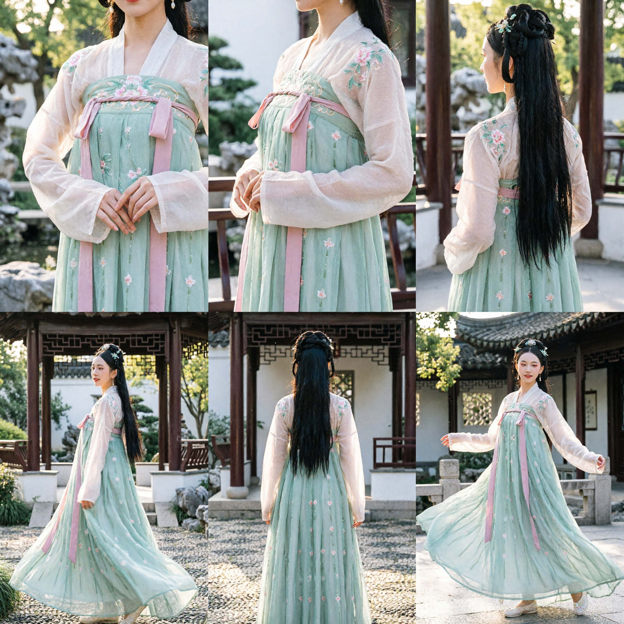 Traditional Chinese Hanfu Costume Tang Dynasty Ancient Princess Dress Green Skirt for Women Dance Performance