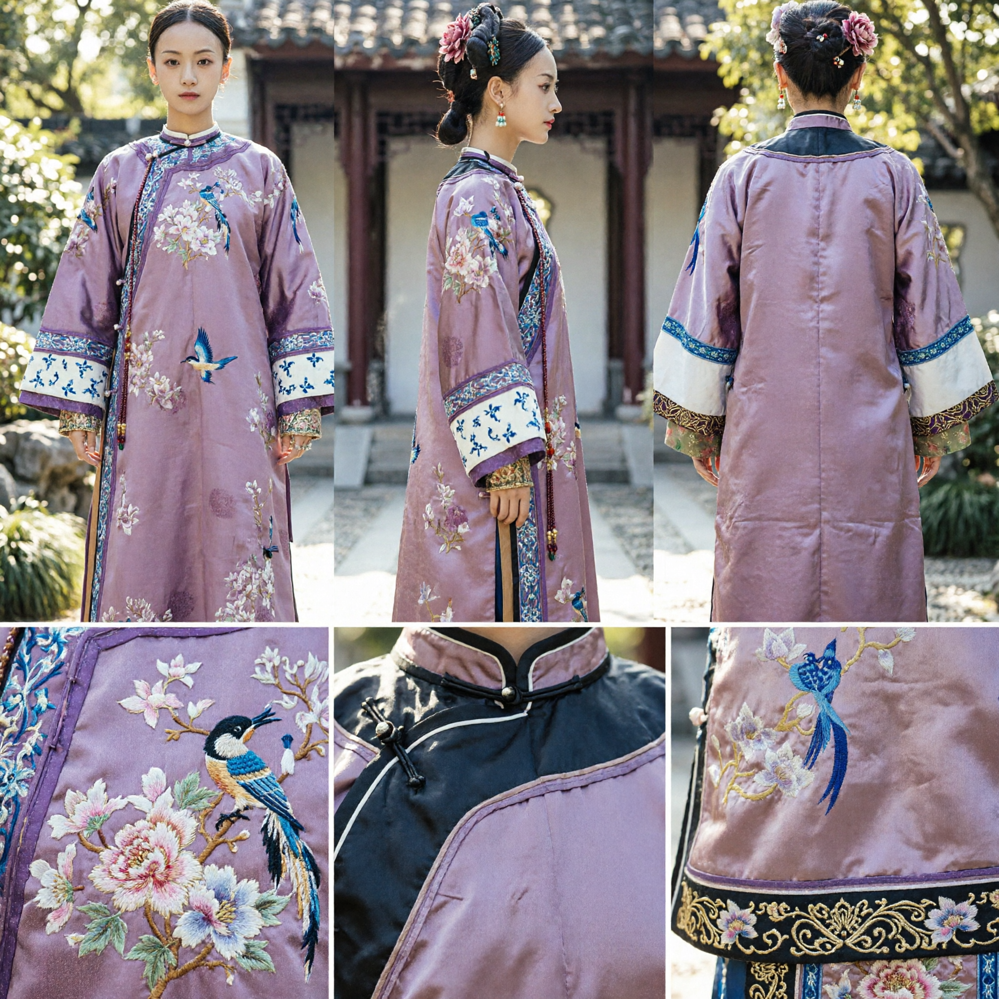 Ancient Chinese Qing Dynasty Manchu Princess Embroidered Robe Traditional Palace Concubine Costume for Women Cosplay