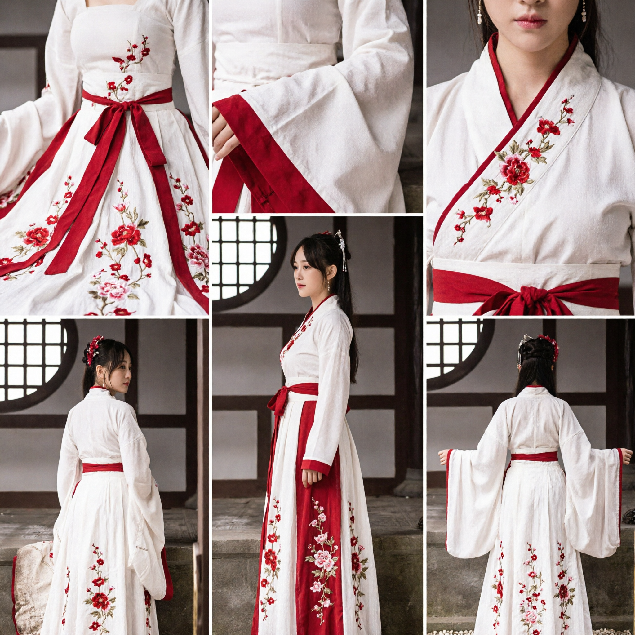 Traditional Chinese Hanfu Costume White Red Plum Blossom Embroidery Ancient Princess Dress for Women Performance