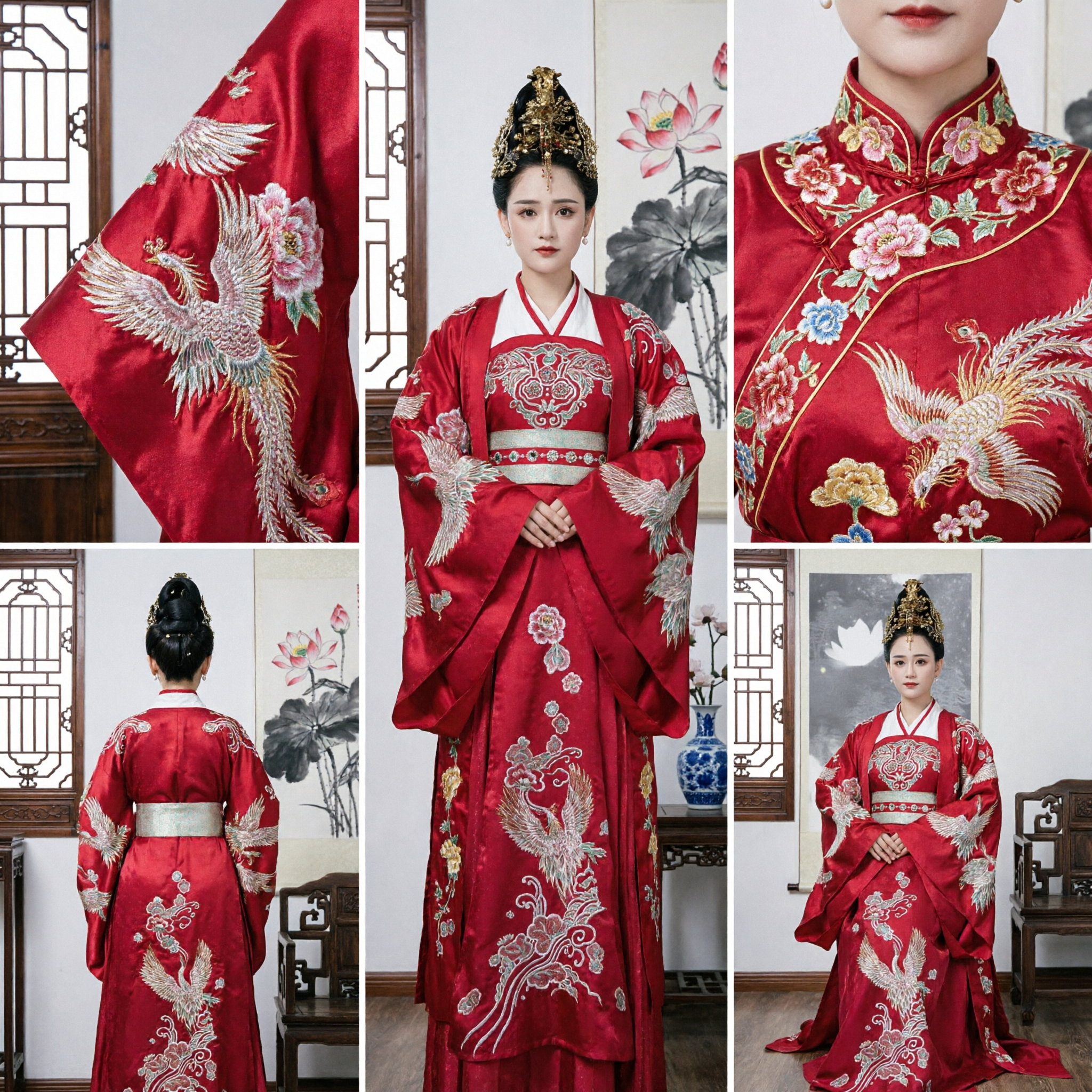 Ancient Chinese Red Hanfu Wedding Dress Traditional Empress Costume Phoenix Embroidery Princess Robe for Women Cosplay