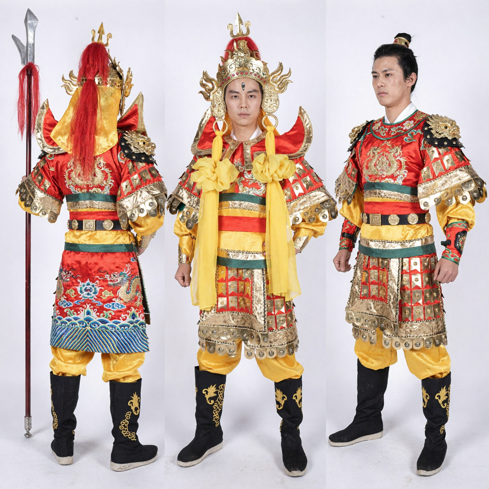Chinese Traditional Erlang Shen Costume Men's General Warrior Armor Cosplay Outfit for Stage Performance and Halloween