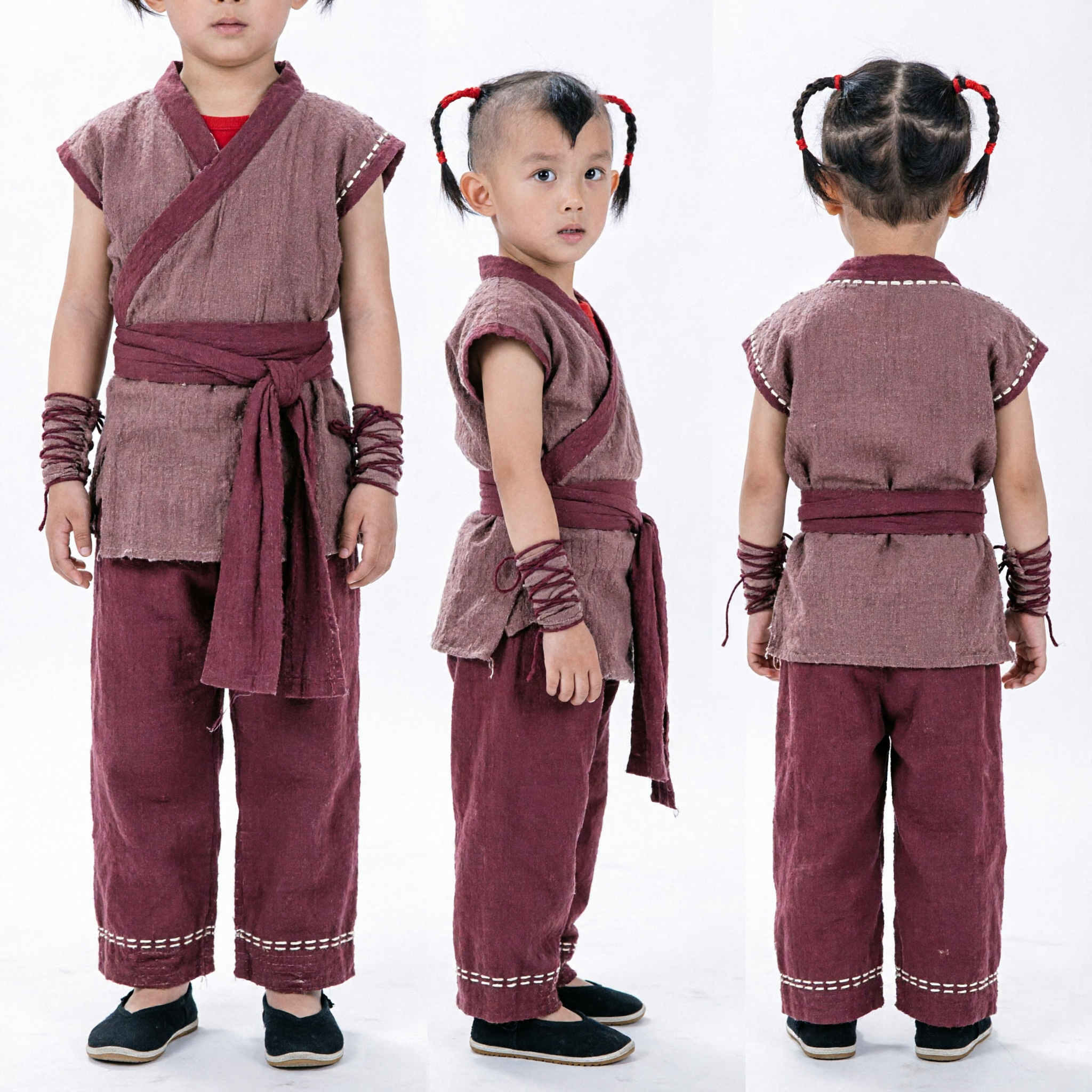 Kids Traditional Chinese Shaolin Monk Kung Fu Costume Martial Arts Uniform for Boys Halloween