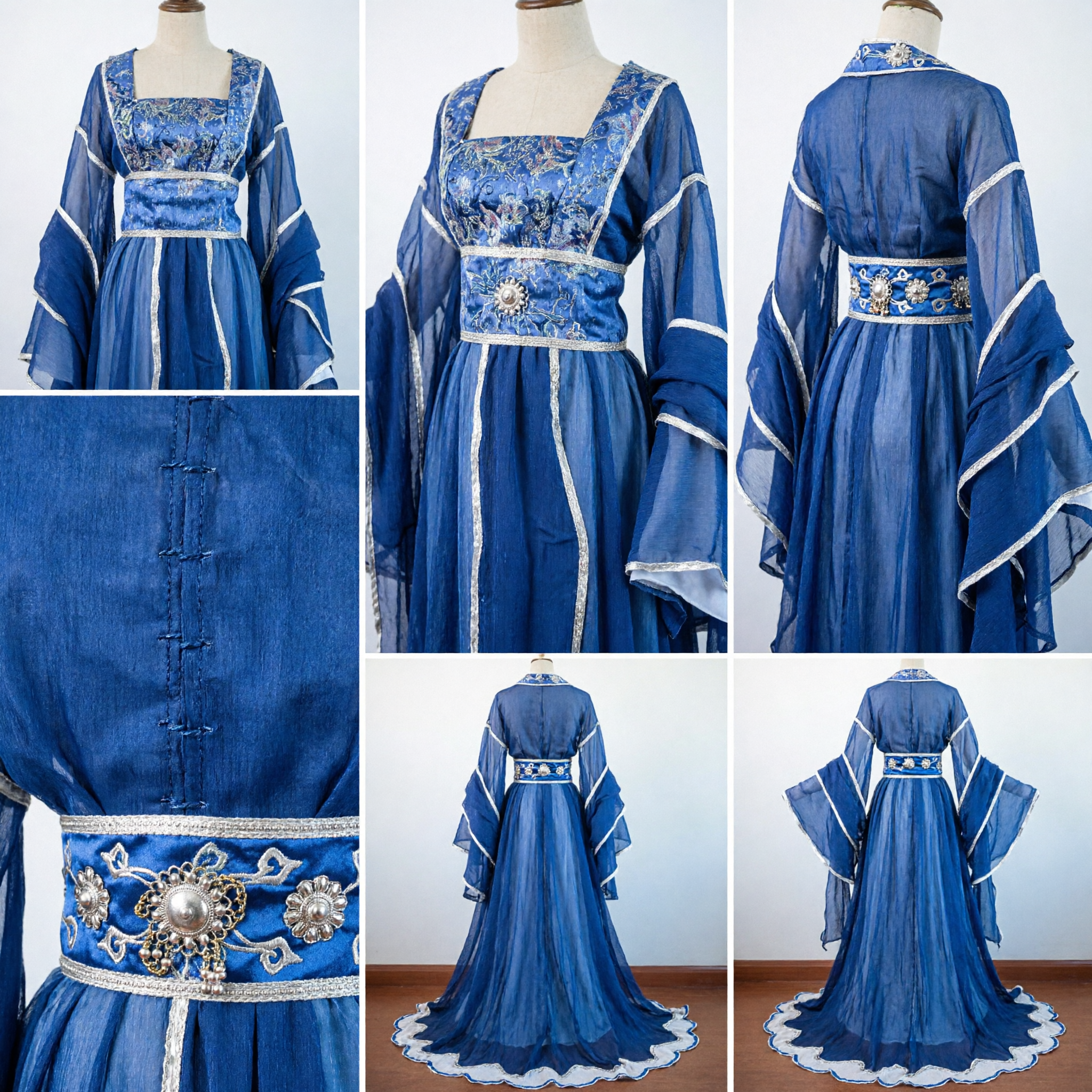 Royal Blue Chinese Traditional Hanfu Ancient Princess Dress Elegant Palace Lady Costume for Women