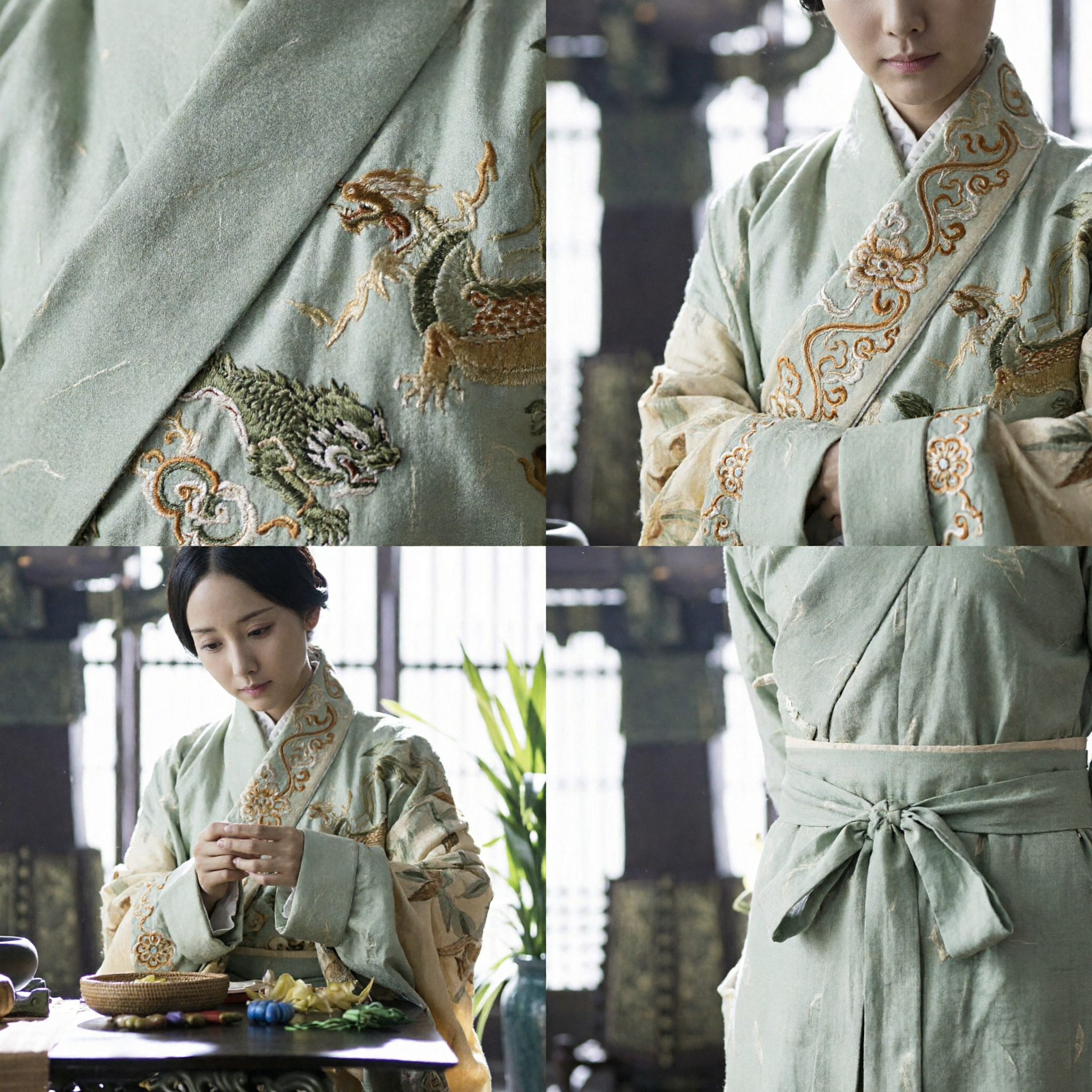 Ancient Chinese Hanfu Costume Traditional Palace Lady Green Robe for Women Historical Cosplay