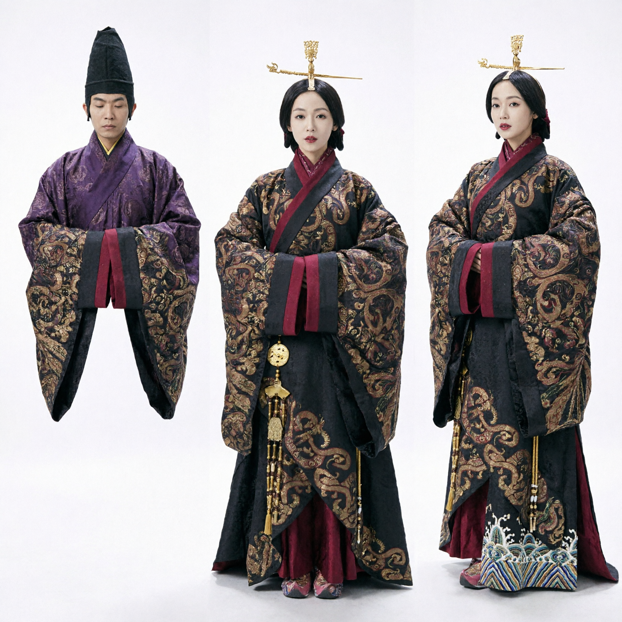 Ancient Chinese Empress Costume Black Gold Hanfu Dress Women Historical Drama Cosplay Outfit