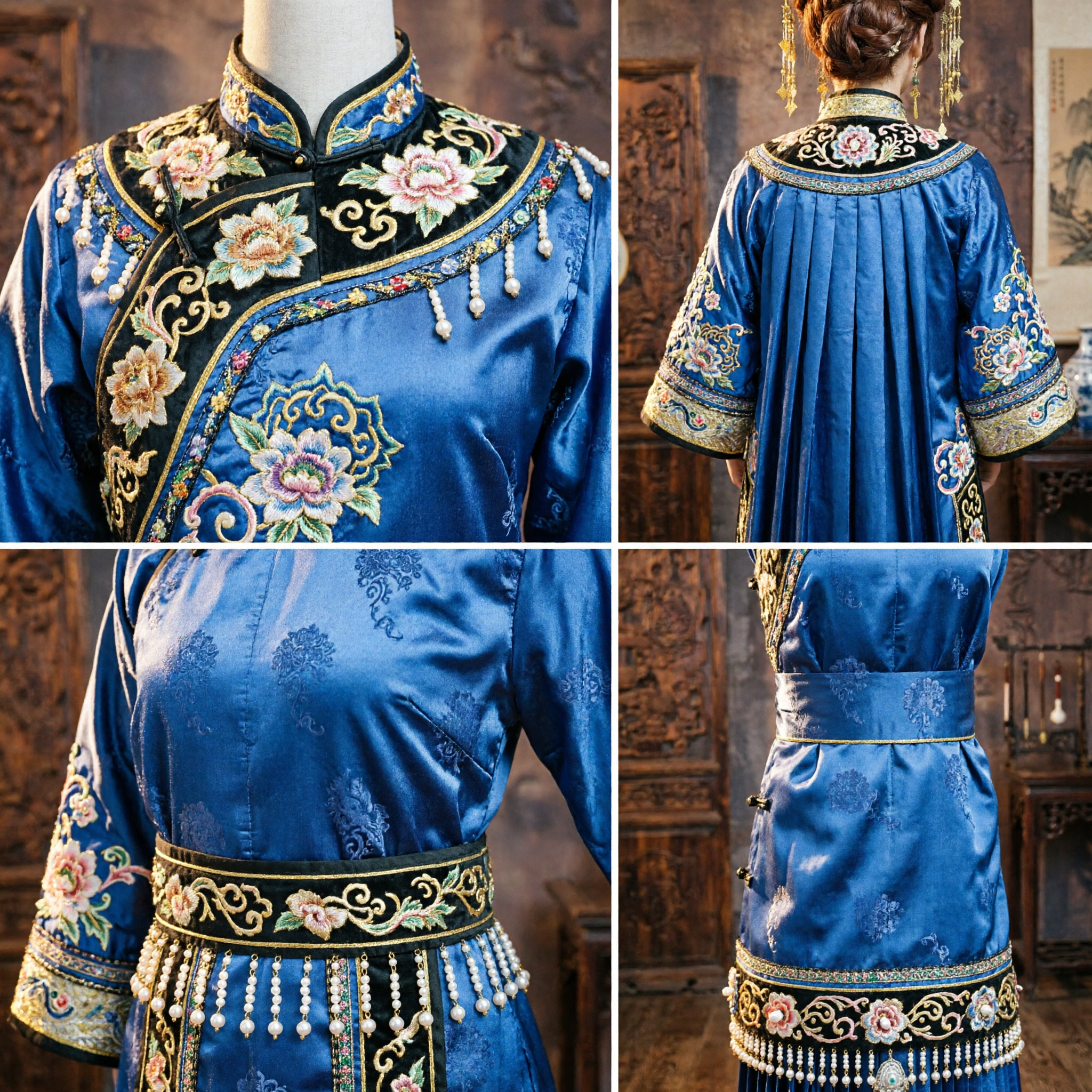 Ancient Chinese Gold Phoenix Hair Crown Traditional Hanfu Wedding Bridal Headpiece with Dangling Tassels for Women