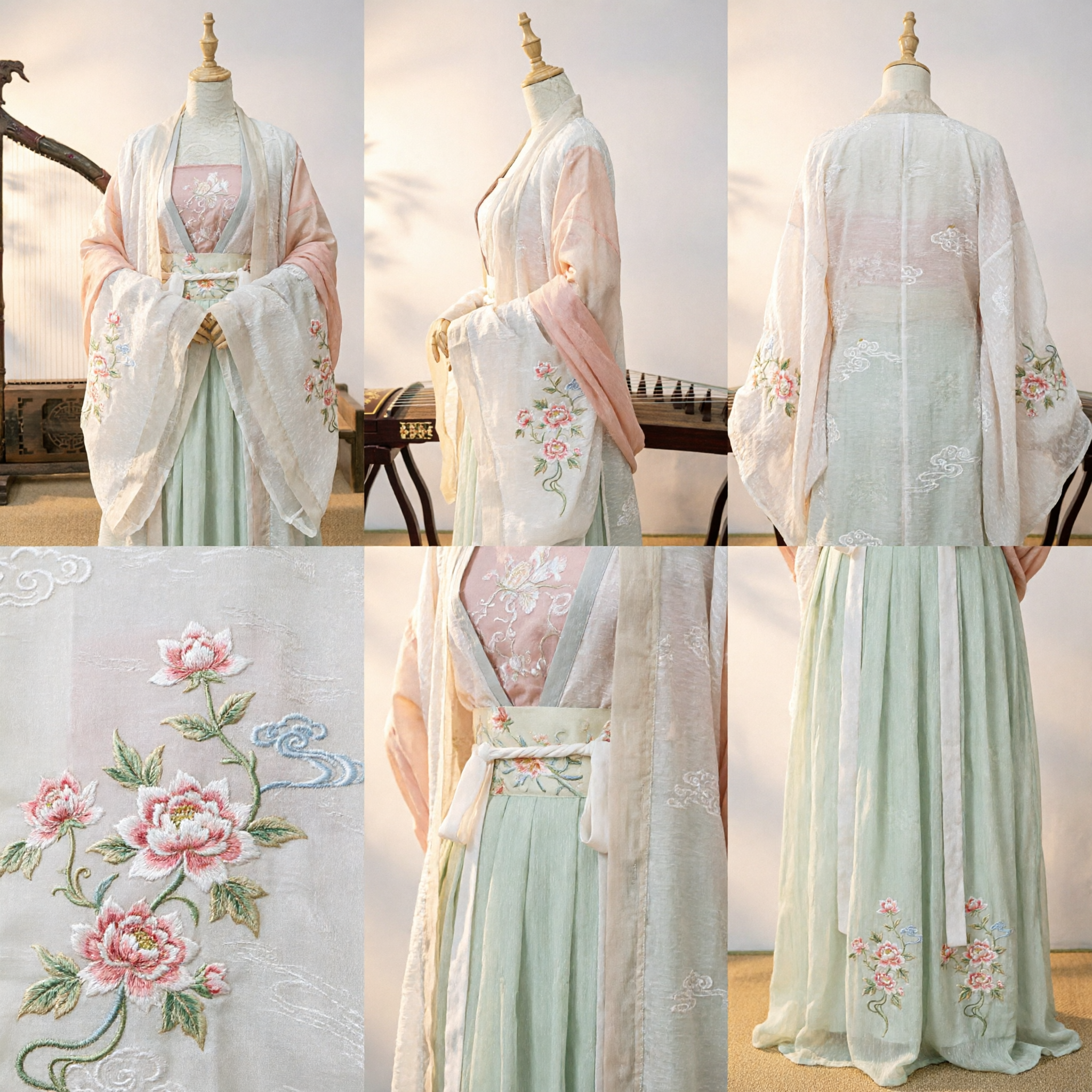 Elegant White and Pink Traditional Chinese Hanfu Ancient Costume Women's Dress for Photography and Cosplay