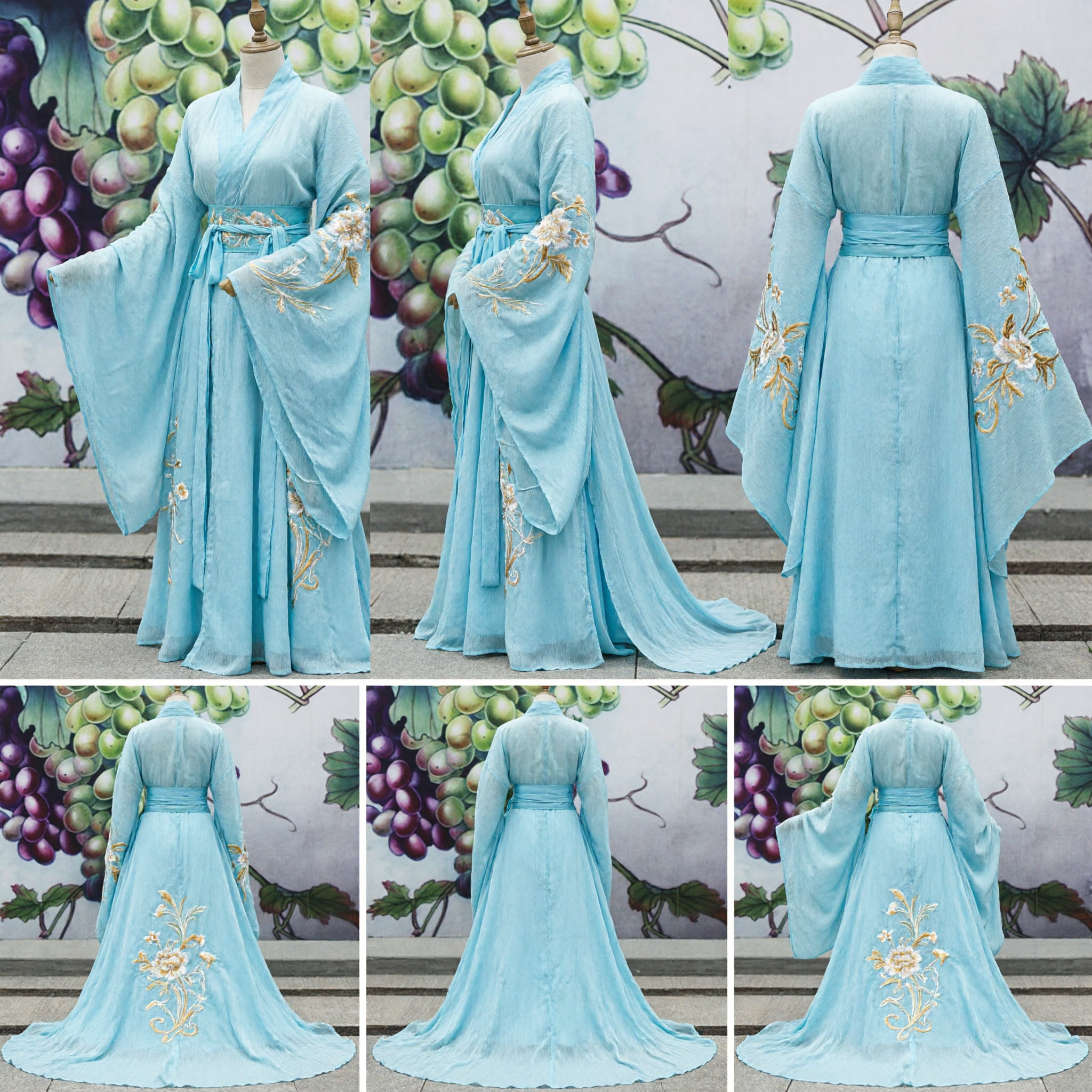 Chinese Traditional Ancient Fairy Hanfu Costume Elegant Blue Princess Dress for Women Cosplay Performance