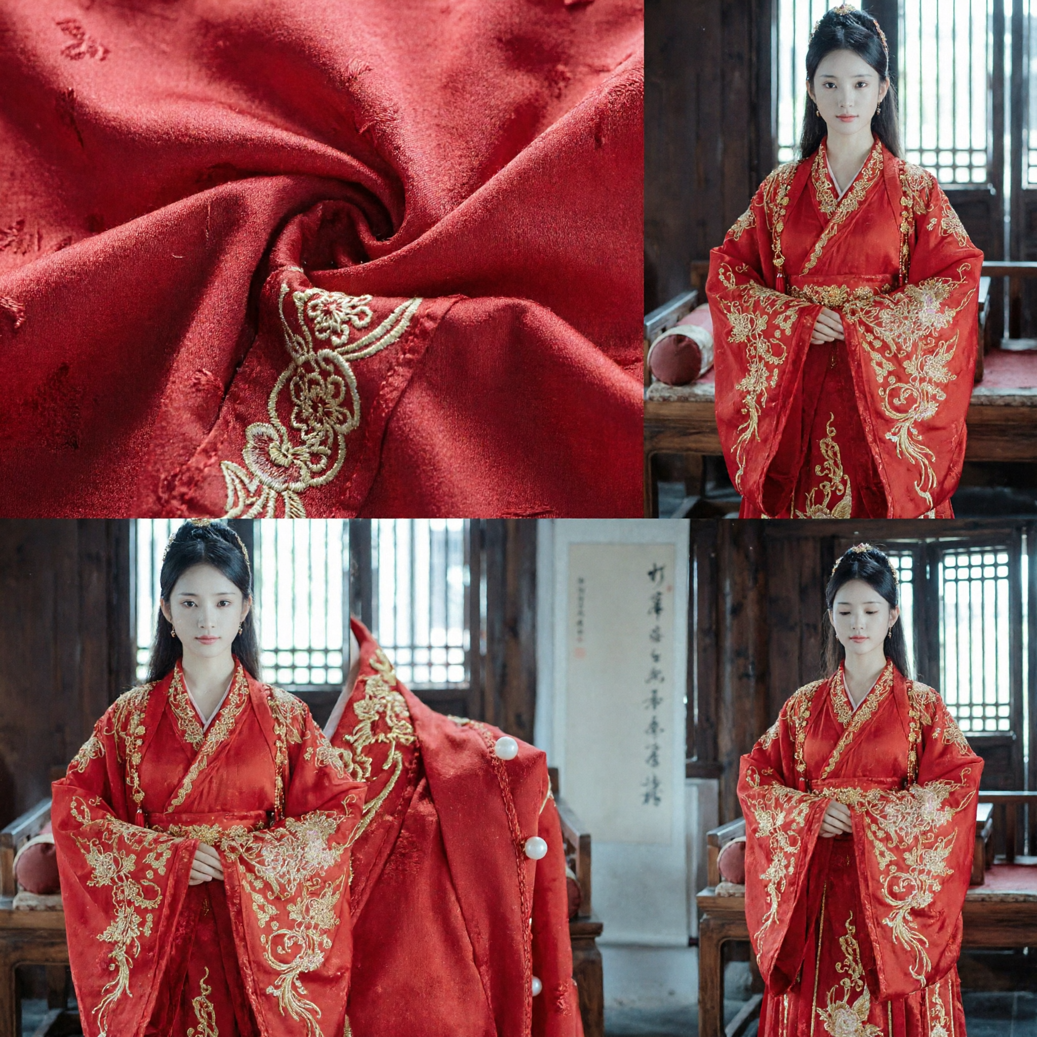 Ancient Chinese Red Hanfu Wedding Dress Traditional Embroidered Robe for Women Historical Bride Costume