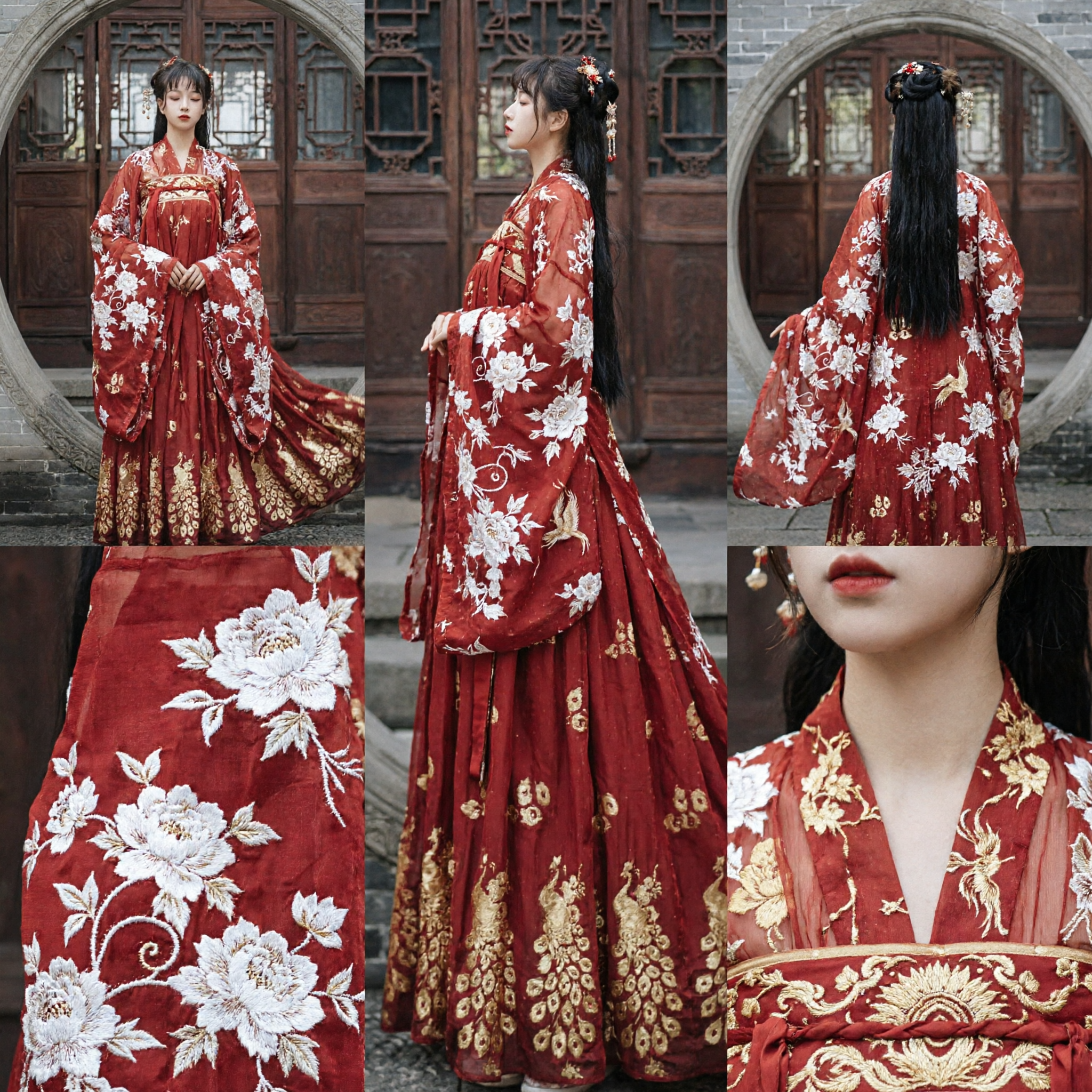 Elegant Red Traditional Chinese Hanfu Dress Women's Ancient Tang Dynasty Style Costume for Photography and Performance