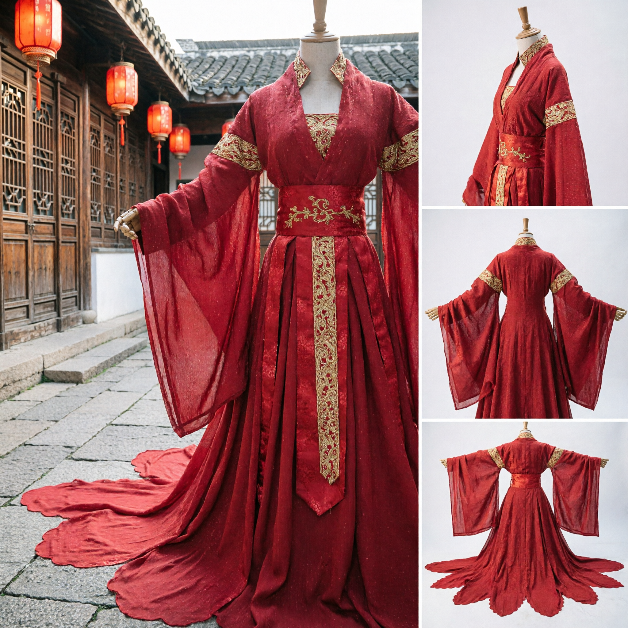 Traditional Red Chinese Hanfu Dress Ancient Tang Dynasty Style Wedding Costume for Women Cosplay