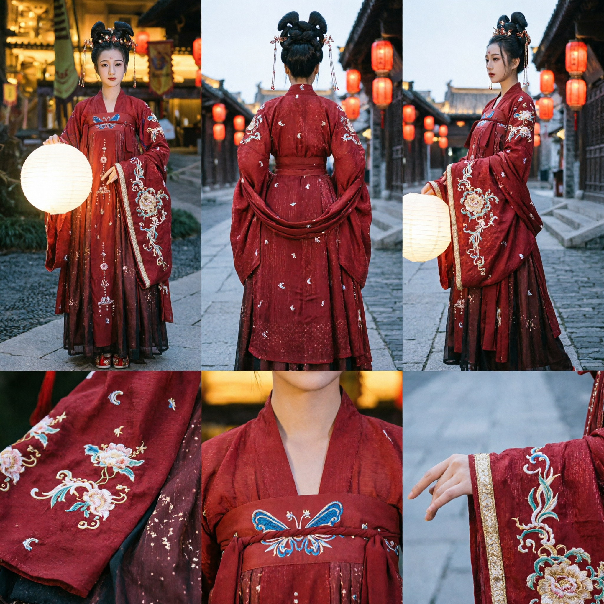 Ancient Chinese Tang Dynasty Red Hanfu Dress Traditional Embroidery Palace Lady Costume for Women Performance