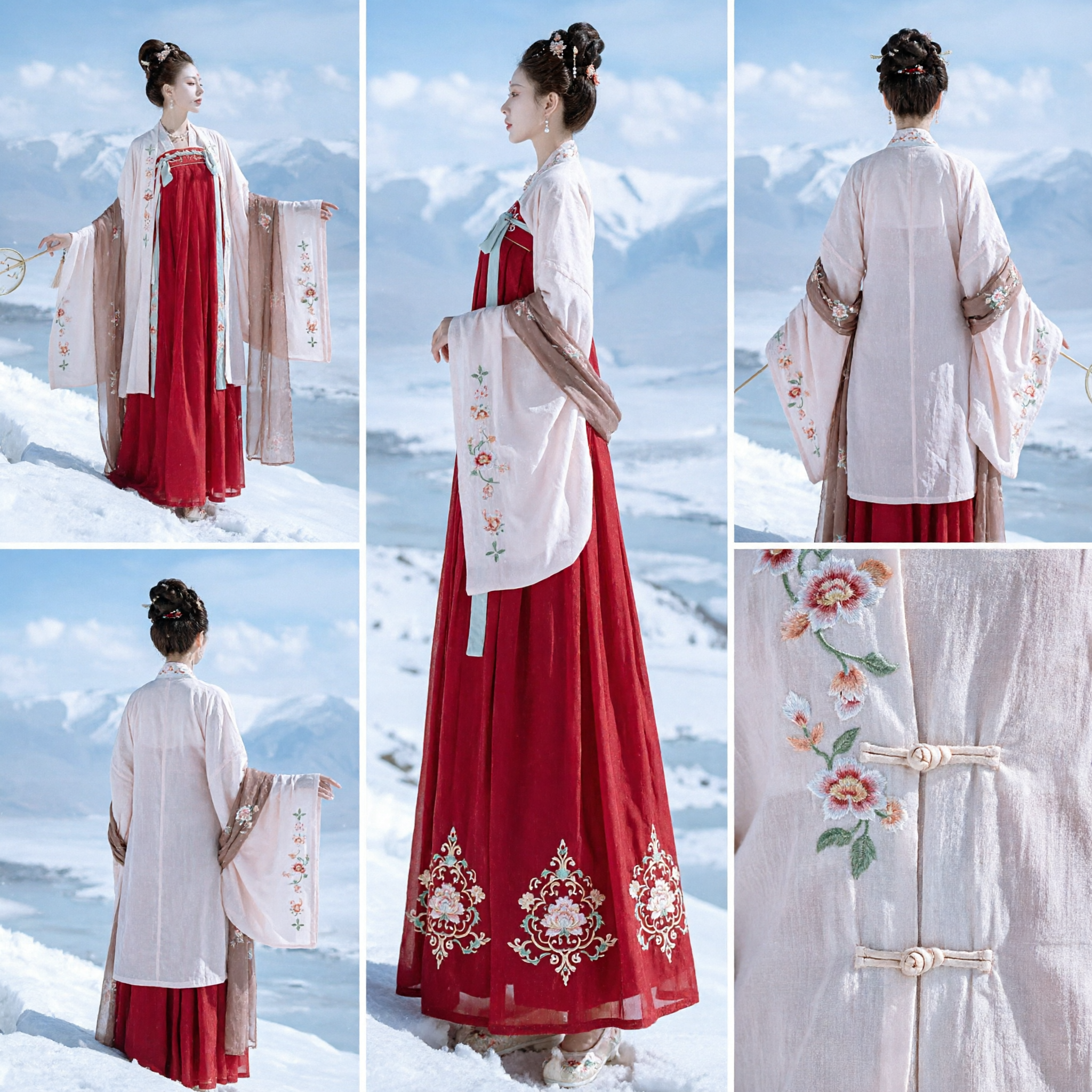 Women's Traditional Chinese Hanfu Tang Dynasty Red Qixiong Ruqun Set Ancient Fairy Embroidered Robe Costume