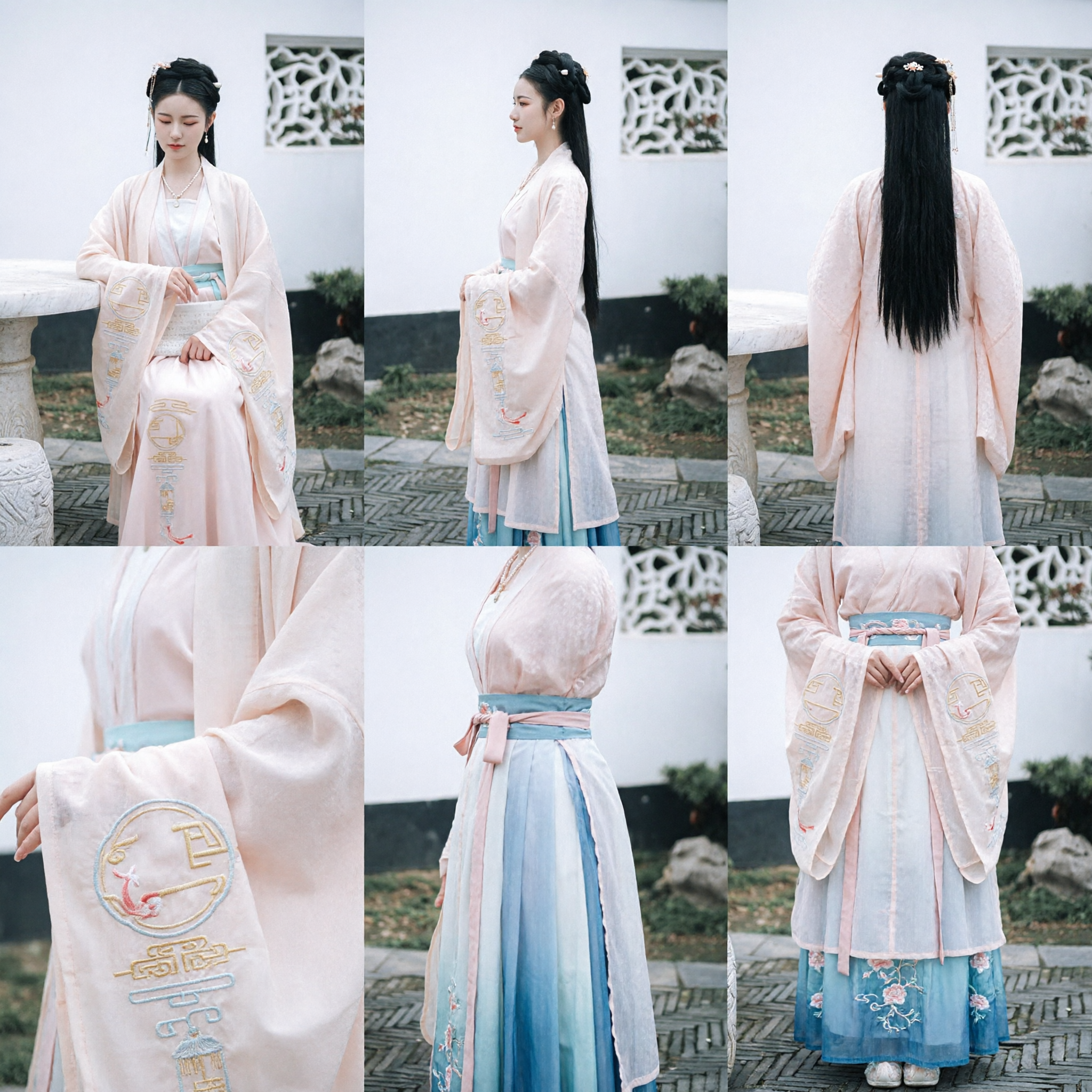 Elegant Pink Traditional Chinese Hanfu Dress Ancient Costume Embroidered Skirt Set for Women Photography and Cosplay