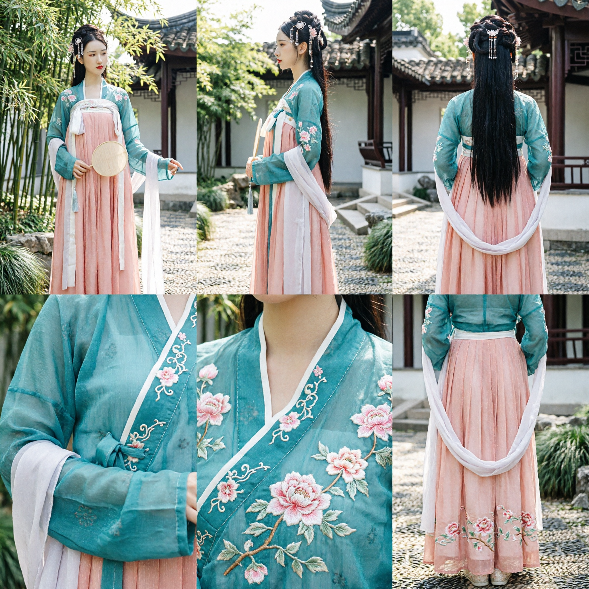 Women's Traditional Chinese Hanfu Tang Dynasty Embroidered Ruqun Dress Ancient Costume for Performance and Photography