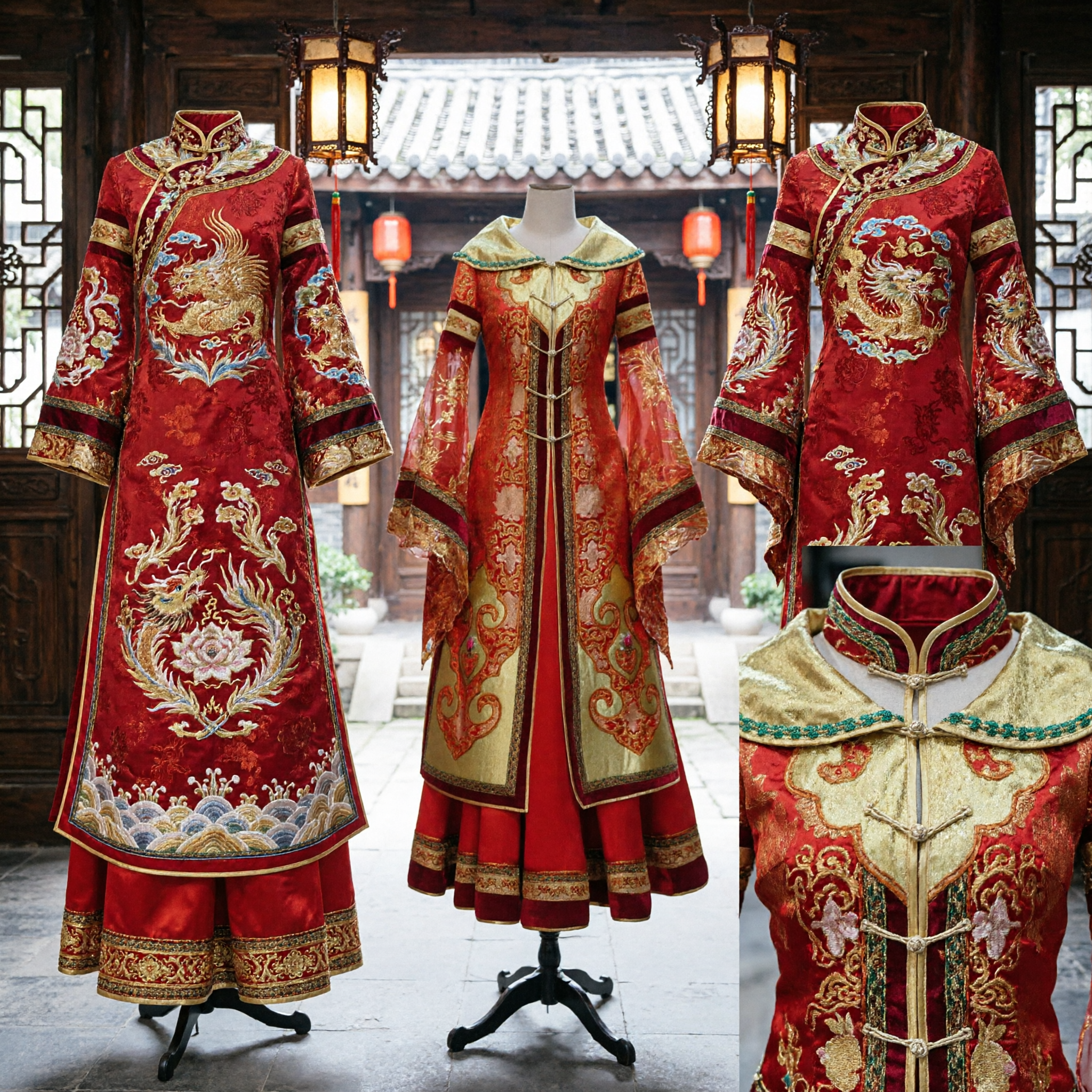 Ancient Chinese Royal Princess Red Hanfu Costume with Wide Sleeves and Gold Embroidery for Historical Cosplay