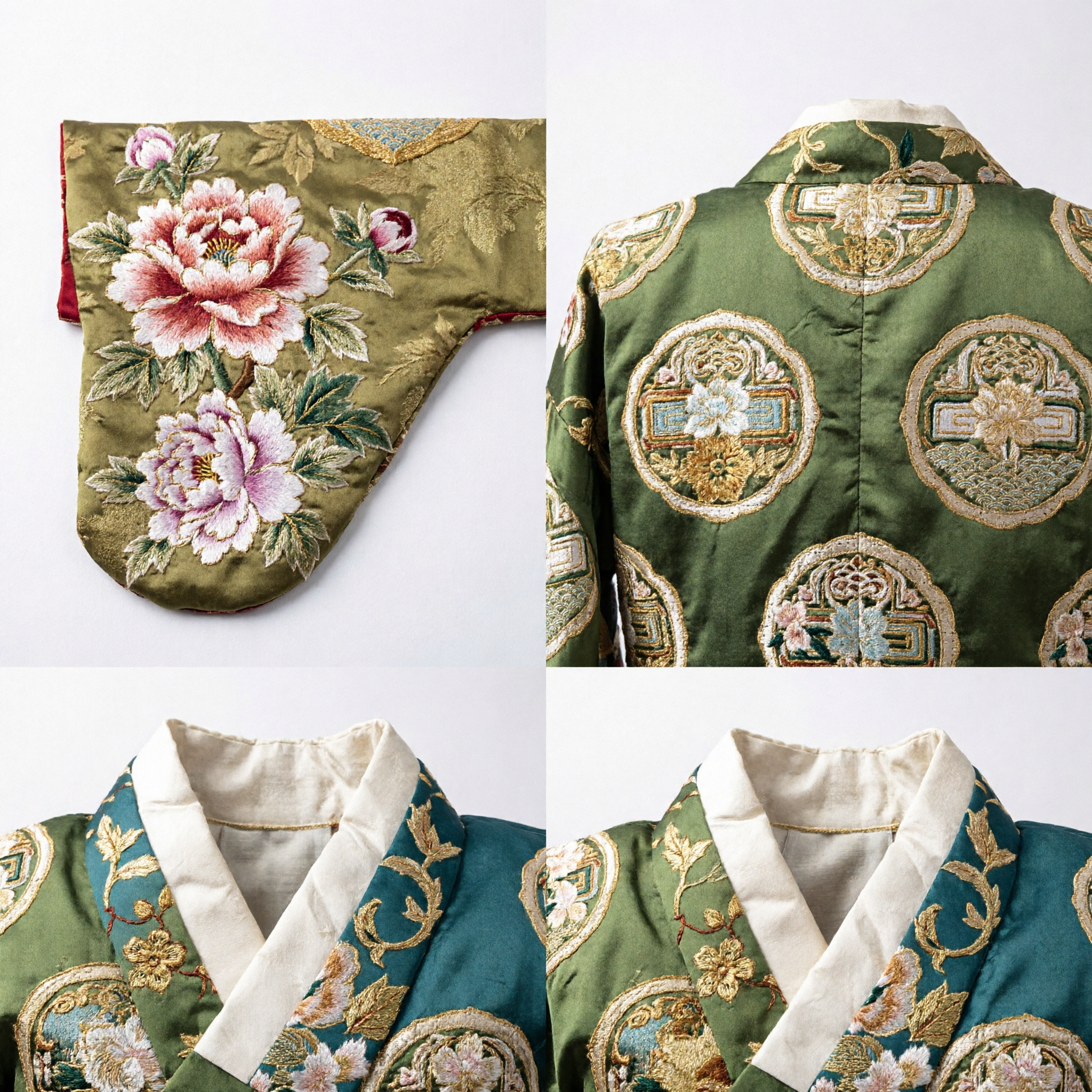 Traditional Asian Gold Brocade Fabric Roll with Floral Fan Pattern for Kimono Hanfu Costume Making