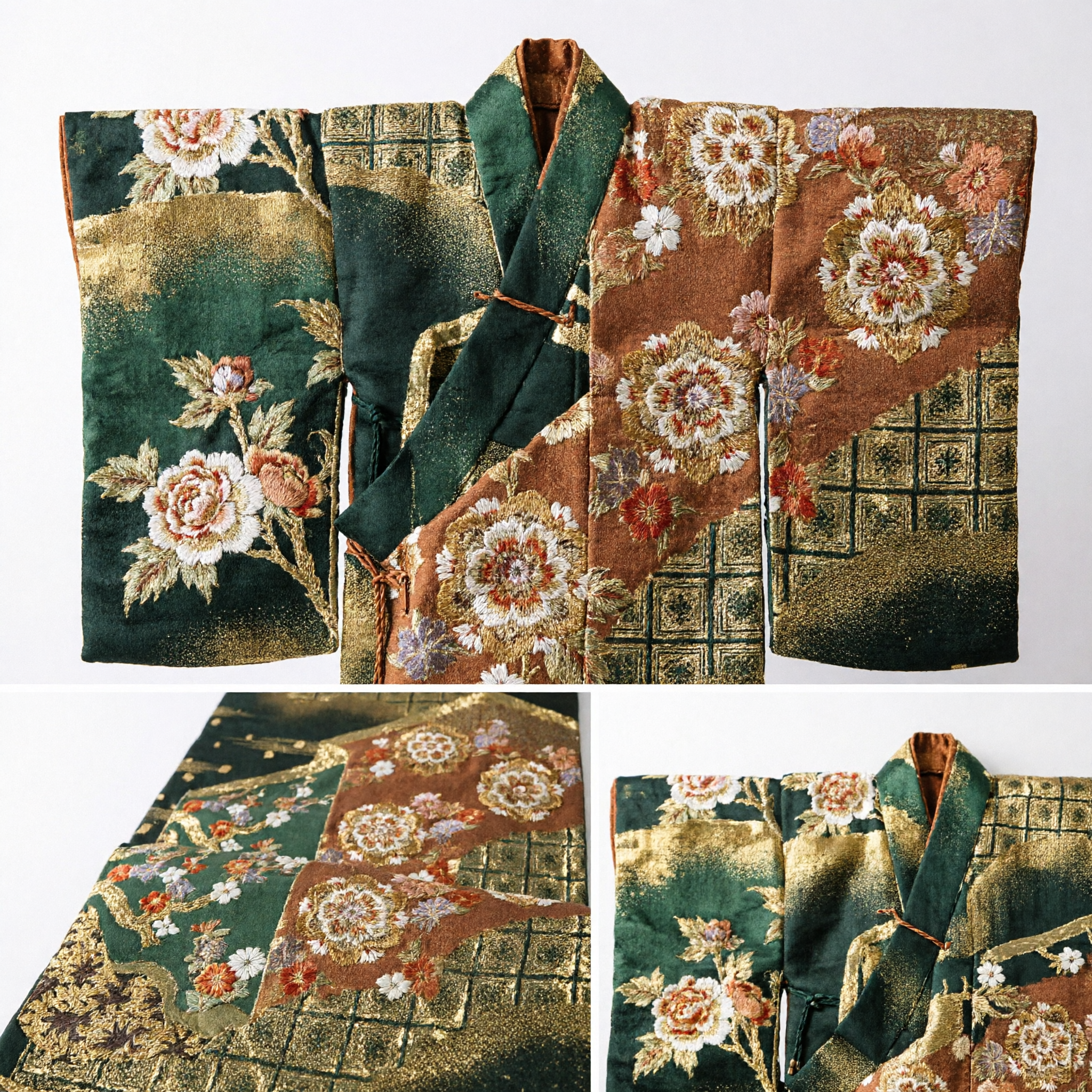 Traditional Asian Brocade Kimono Obi Sash Gold Floral Pattern Formal Costume Accessory for Women