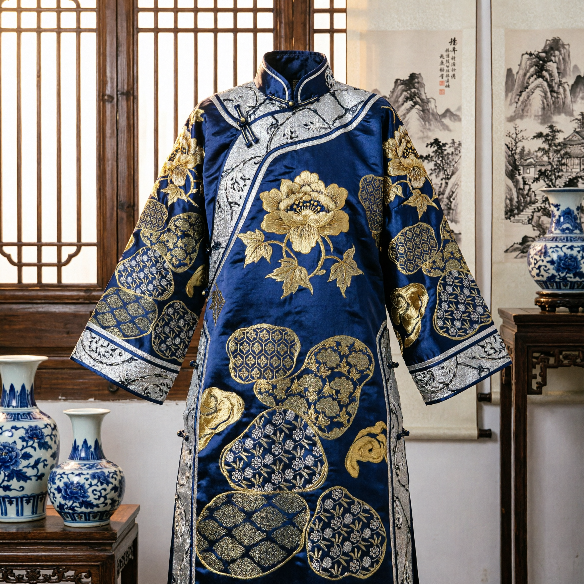 Traditional Chinese Hanfu Waist Belt Black Gold Brocade Sash for Ancient Costume Accessories