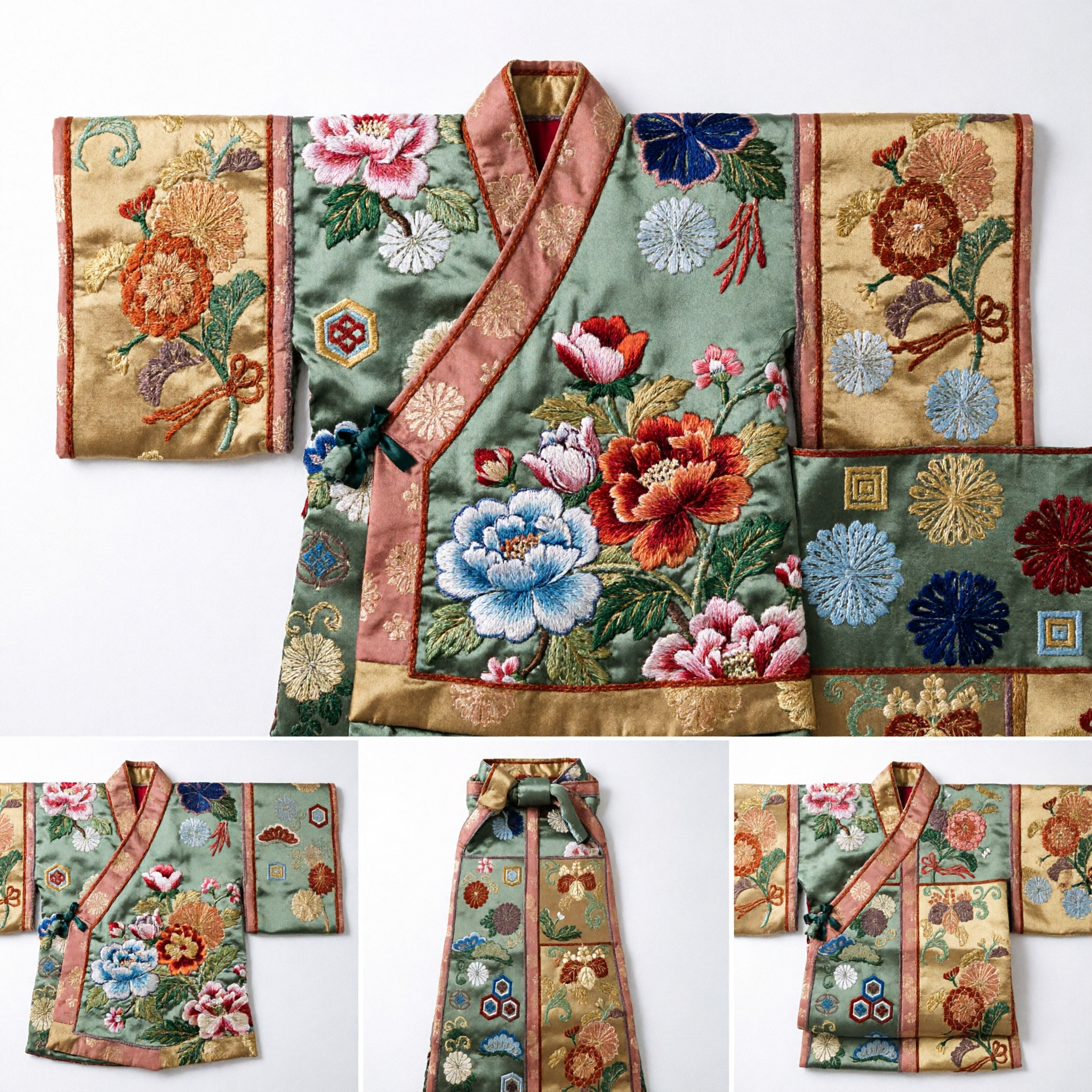 Traditional Chinese Brocade Sash Belt with Floral and Geometric Patterns for Women Hanfu Costume Accessories