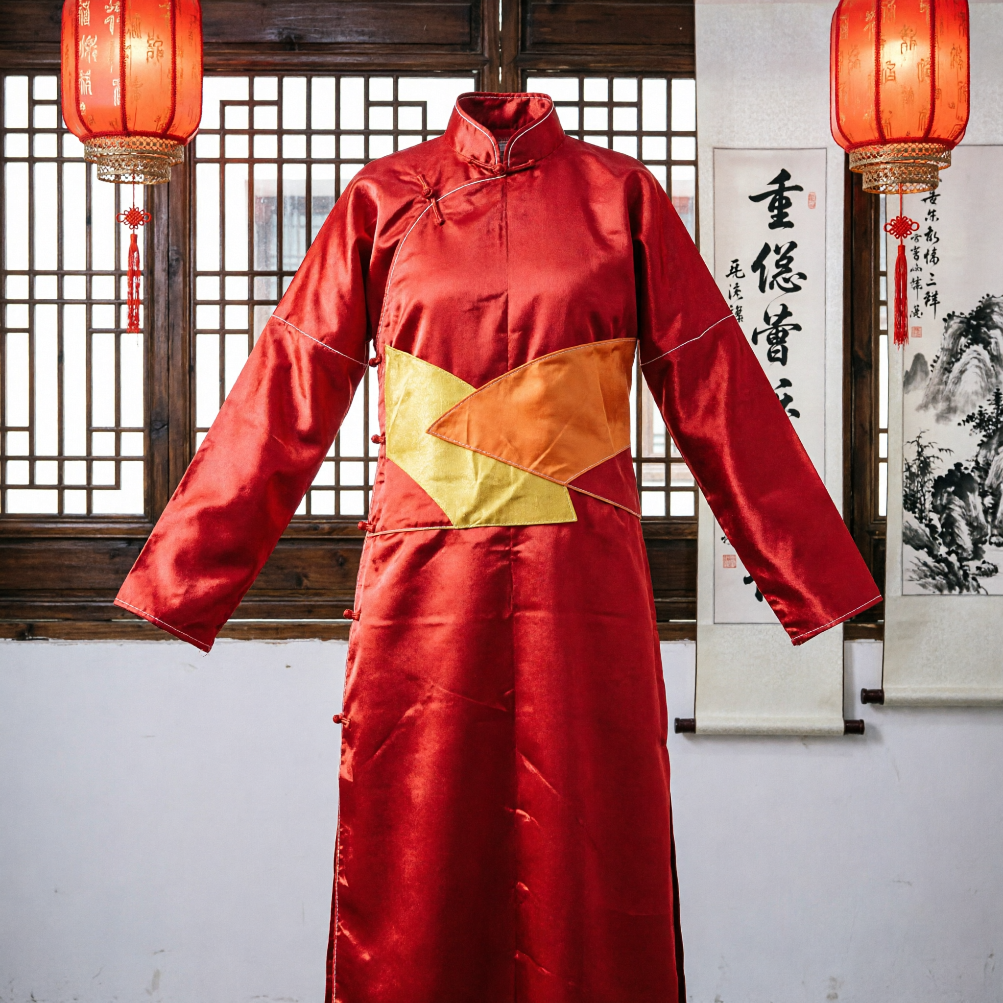 Traditional Chinese Red Silk Sash for Yangge Dance Performance Stage Costume and Cultural Events
