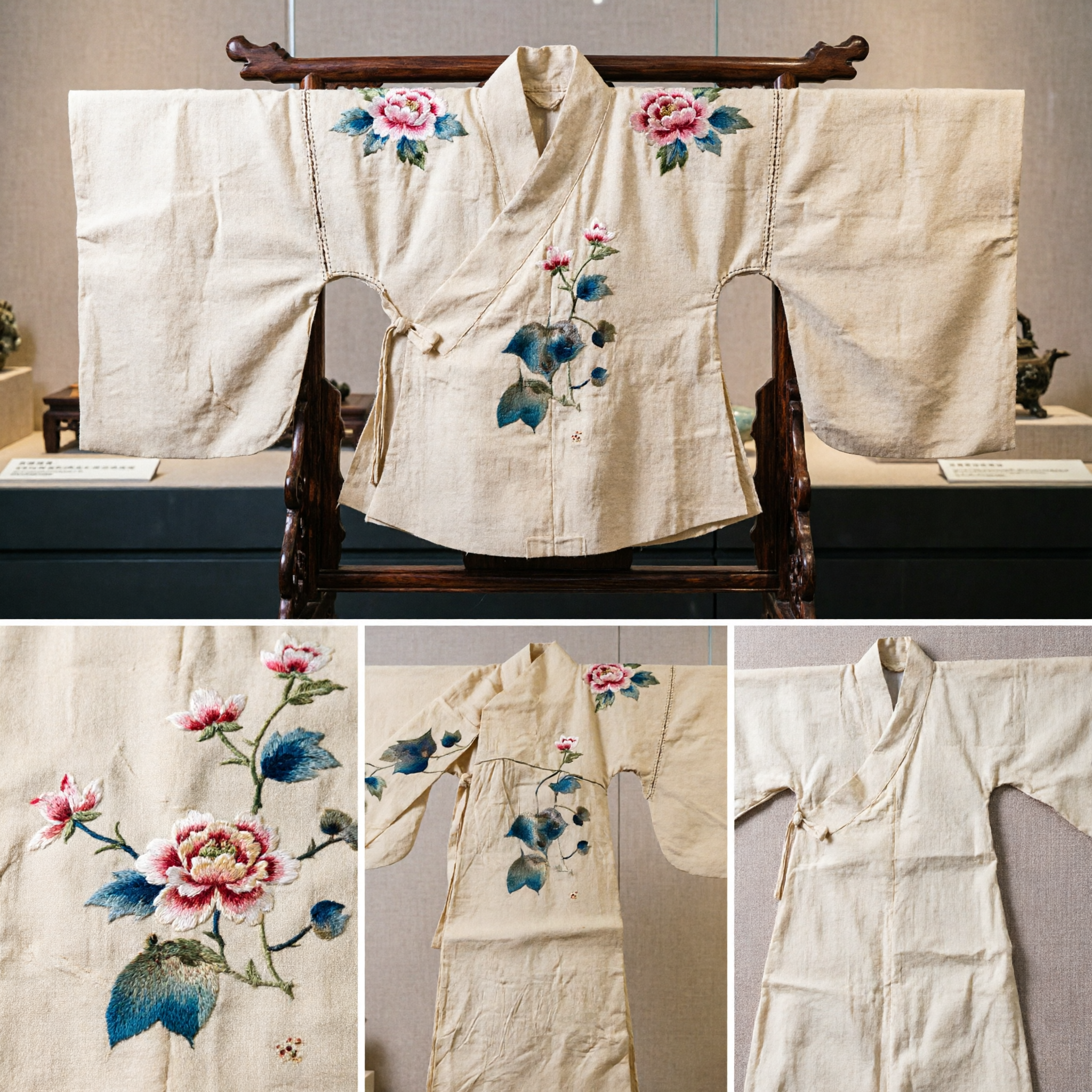 Traditional Chinese Hanfu Silk Stole with Hand-Painted Lotus Ink Wash Design for Women Ancient Costume Accessory