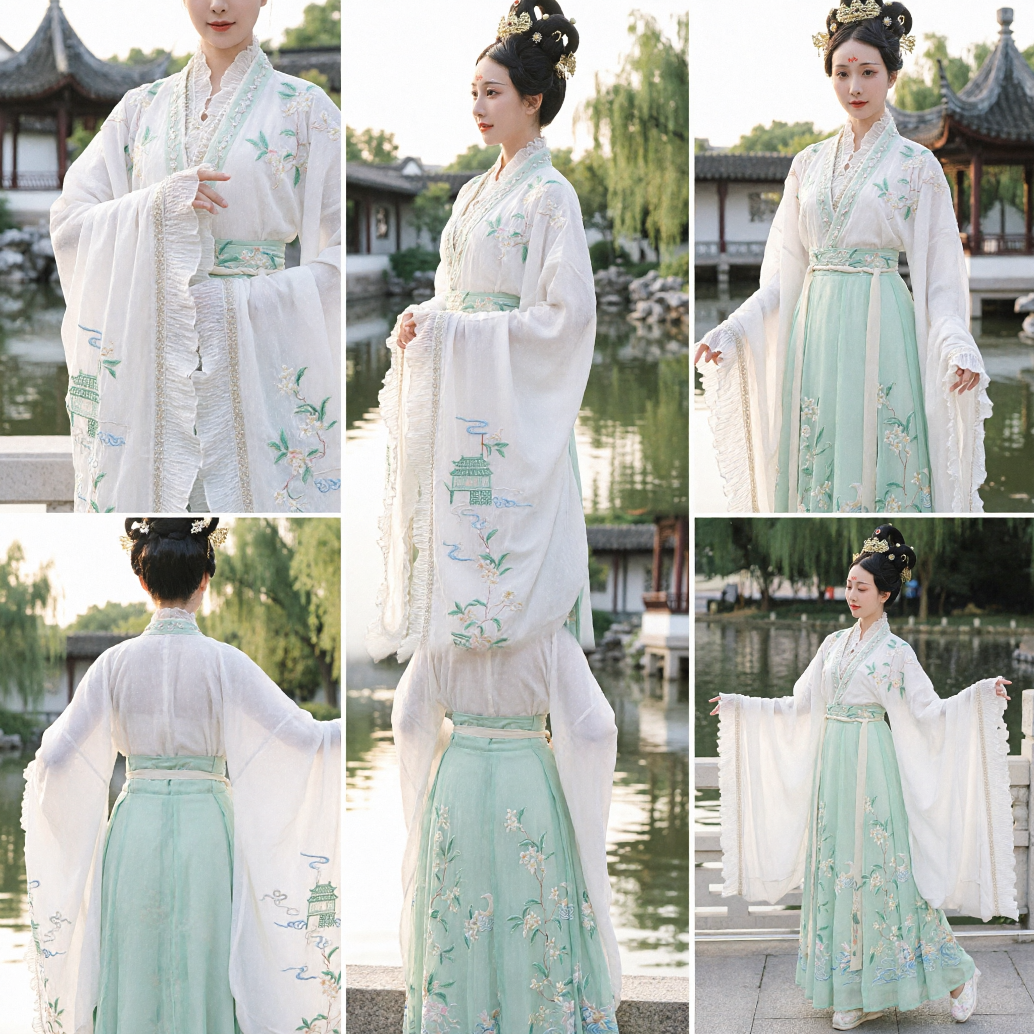 Traditional Chinese Hanfu Dress Ancient Song Dynasty Style Embroidered Wide Sleeve Costume for Women