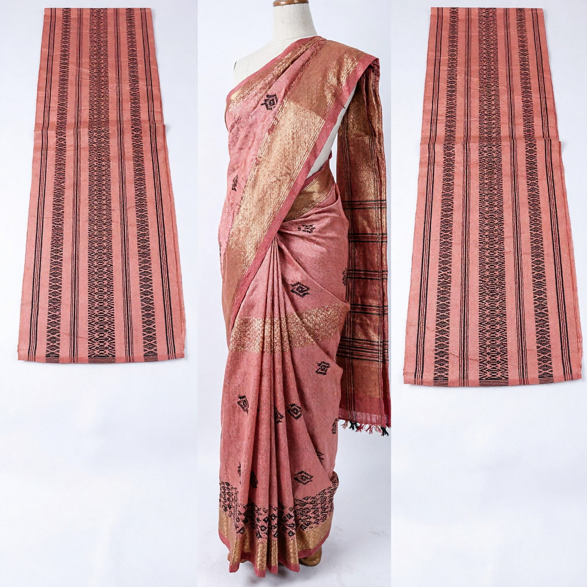 Traditional Asian Dai Geometric Woven Fabric Table Runner or Skirt Material for Cultural Home Decor and Costume