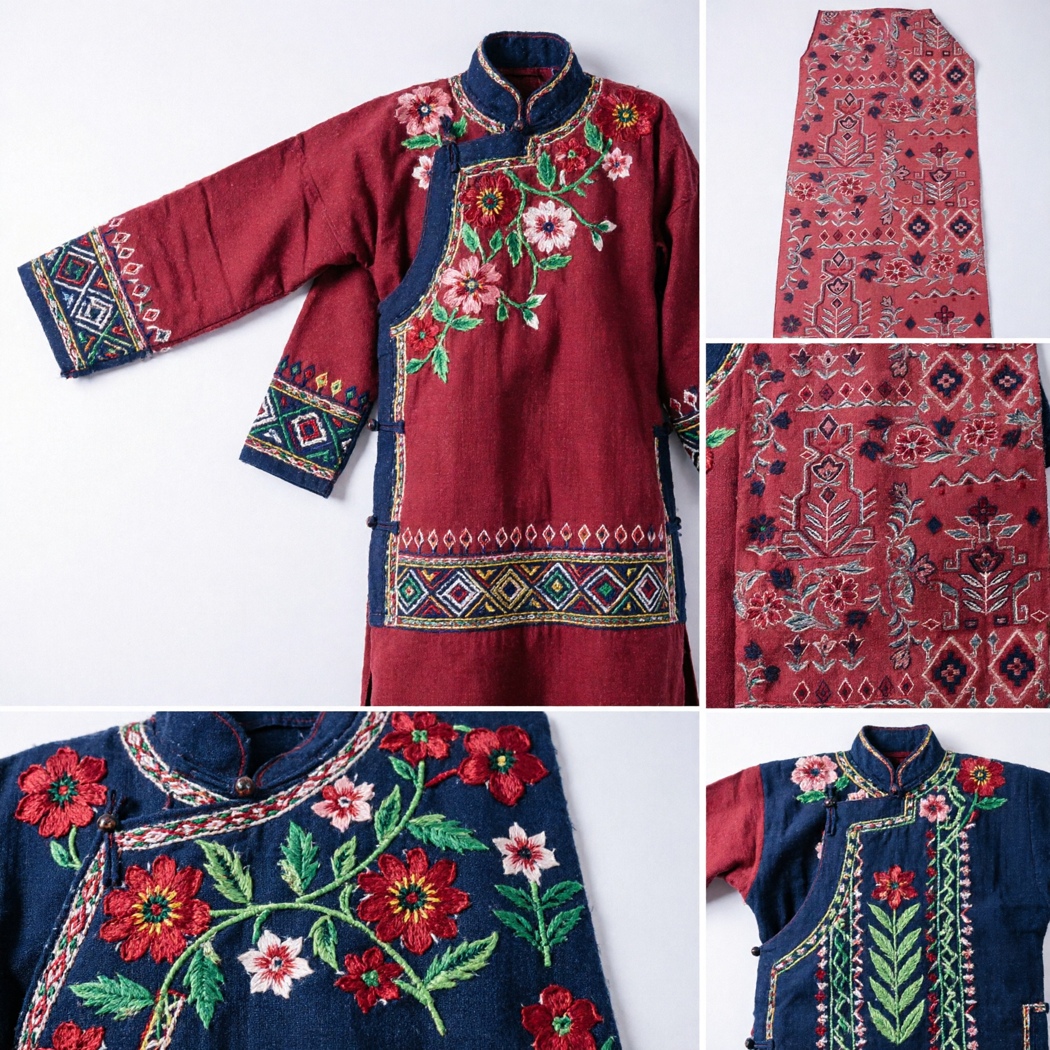 Traditional Chinese Red Floral Woven Sash Belt for Hanfu Costume Folk Dance Performance Accessories