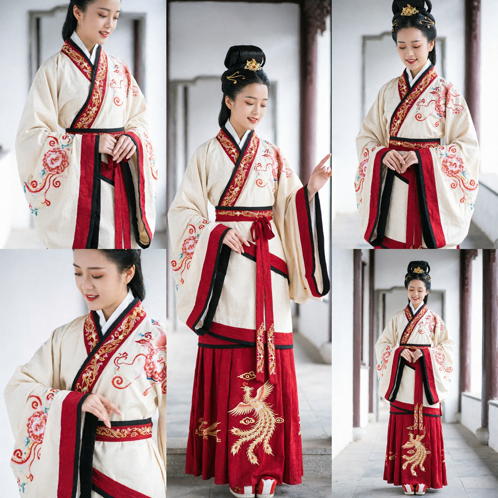 Traditional Chinese Hanfu Ancient Han Dynasty Noble Lady Costume Elegant Embroidery Red Dress Set for Women